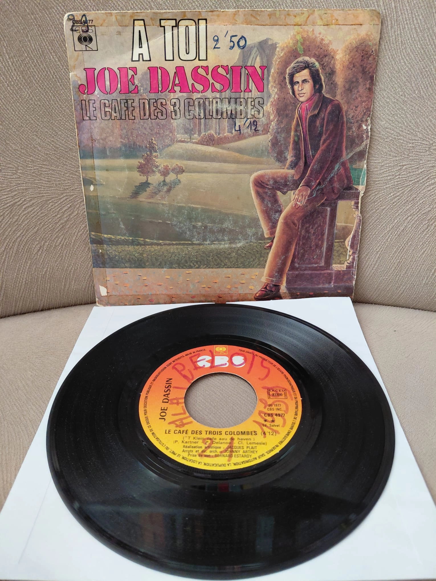 Joe Dassin  – A Toi (Neco -Seni Bana Katsam Orjinali )  -  1977  Fransa Basım 45 lik Plak