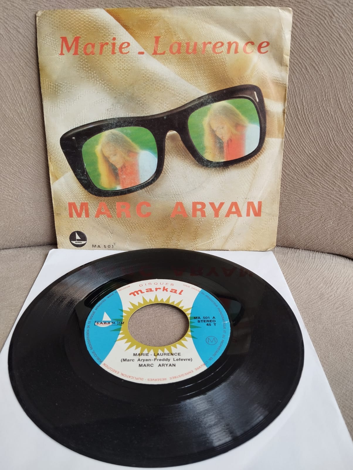 Marc Aryan – Marie-Laurence -  Belçika Basım 45 lik Plak -2.EL