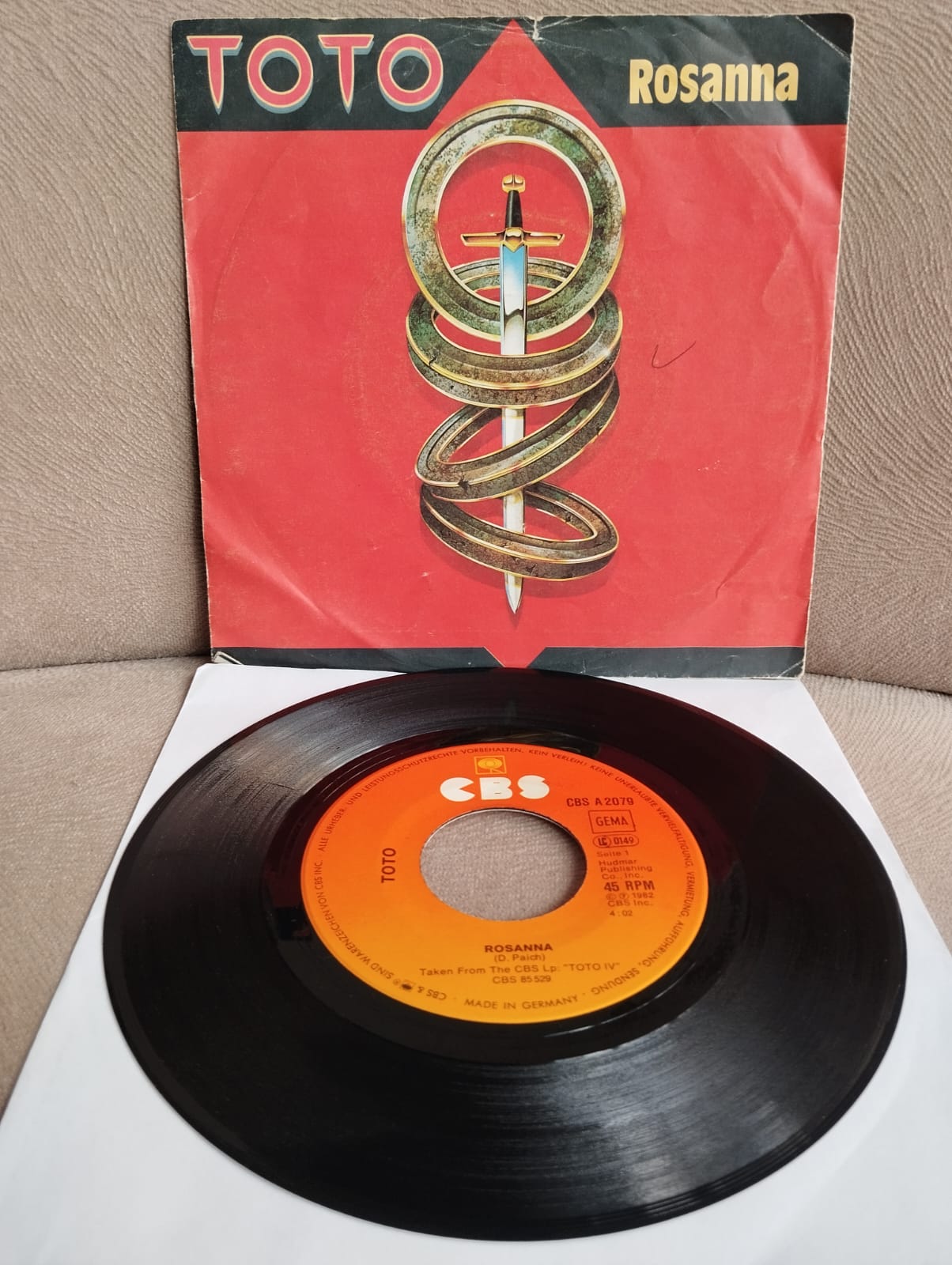 Toto ‎–  Rosanna  - 1982  Almanya Basım 45 lik Plak-2.el