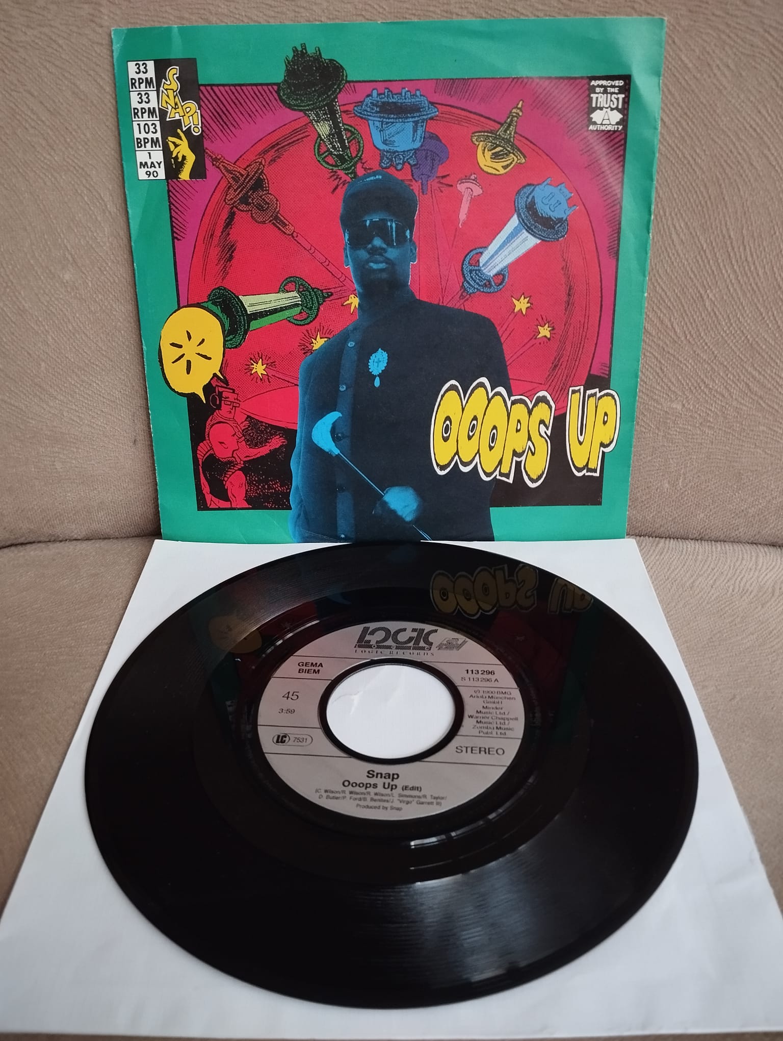 Snap! – Ooops Up  - 1990  Almanya Basım 45 LİK PLAK - 2. EL
