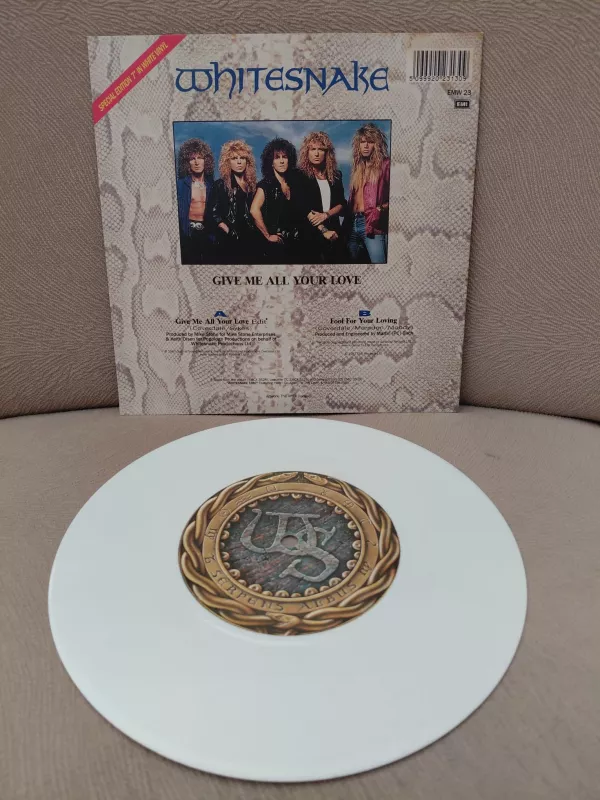 Whitesnake  – Give Me All Your Love -  1987  İngiltere  Basım  45’lik (Beyaz Renk) Plak-2.el