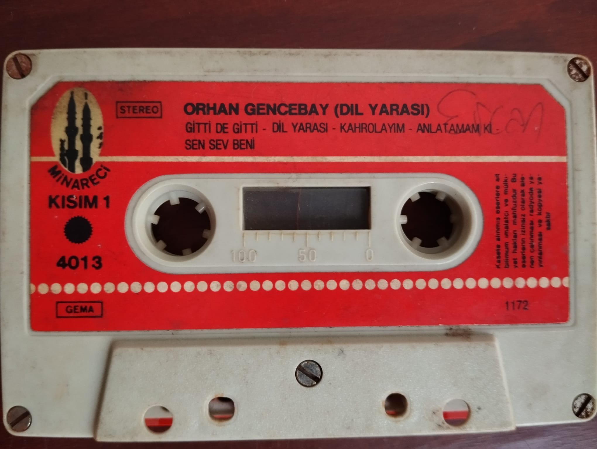 Orhan Gencebay – Dil Yarası - 1984 Almanya Basım Nadir Kaset / Minareci -Kapaksız-2.el