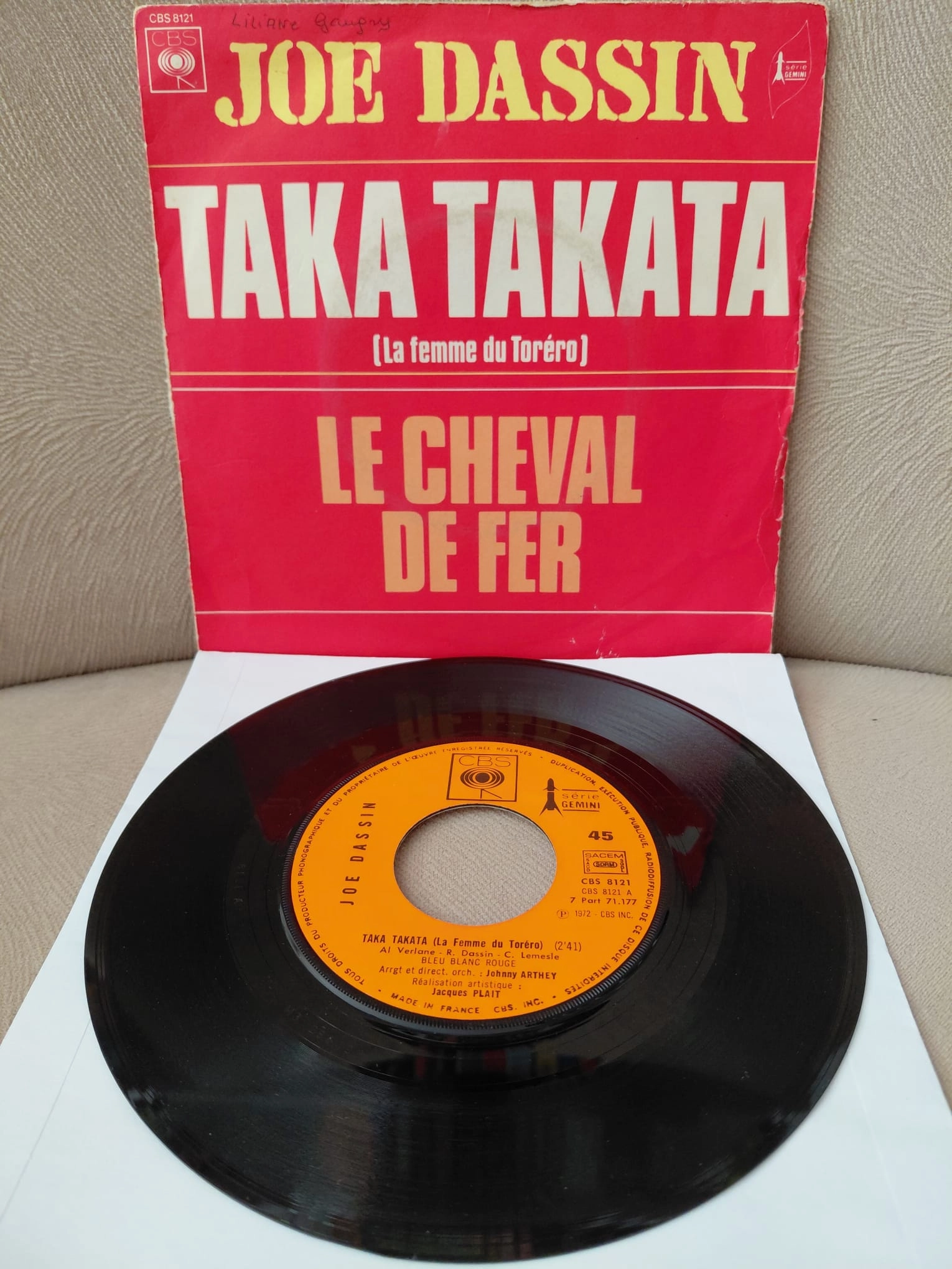 Joe Dassin  – Taka Takata (La Femme Du Toréro) -  1972  Fransa Basım 45 lik Plak