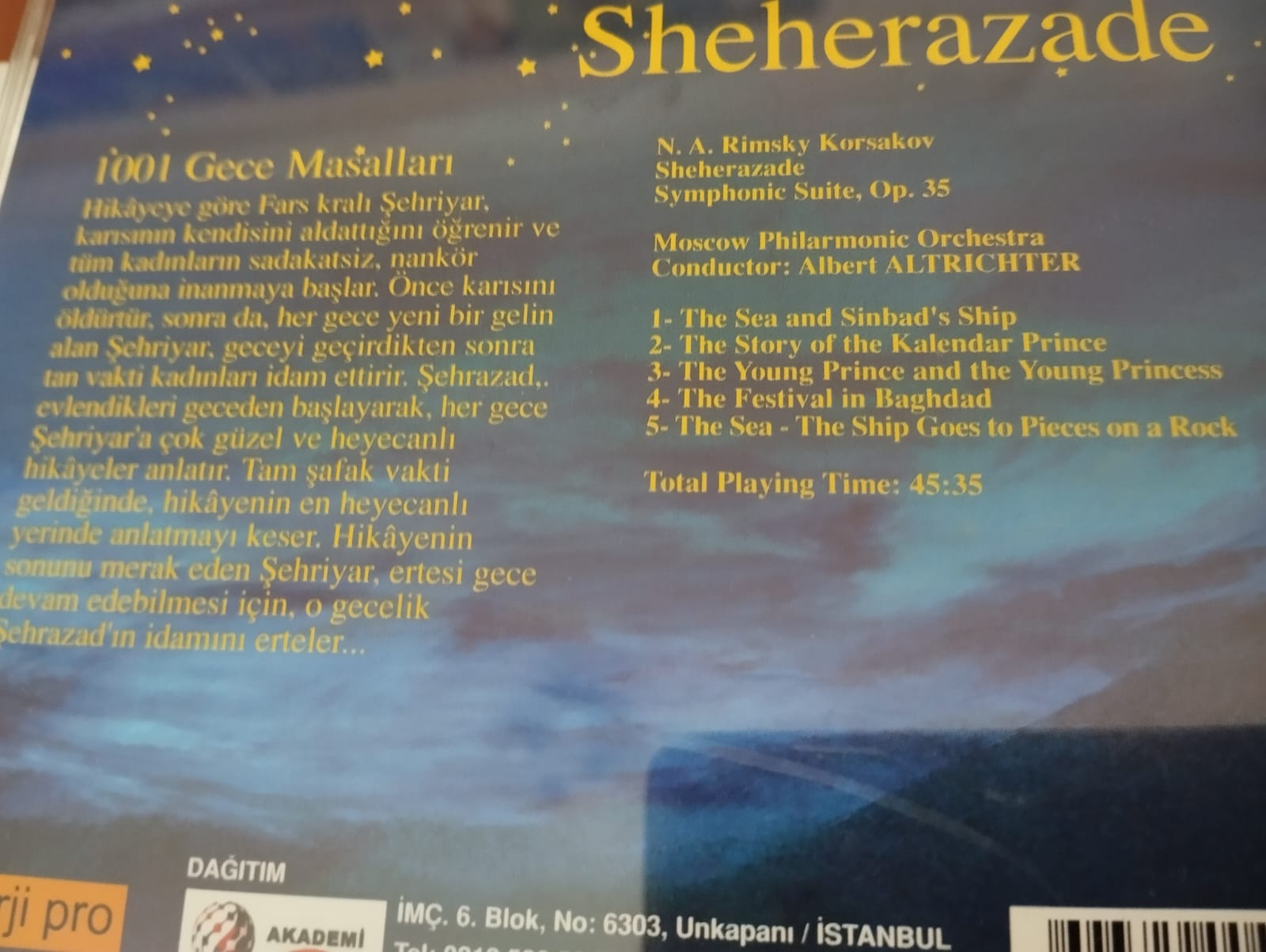 Rimsky Korsakov - Sheherazade Op. 35  -  Türkiye Basım CD Albüm - 2.El