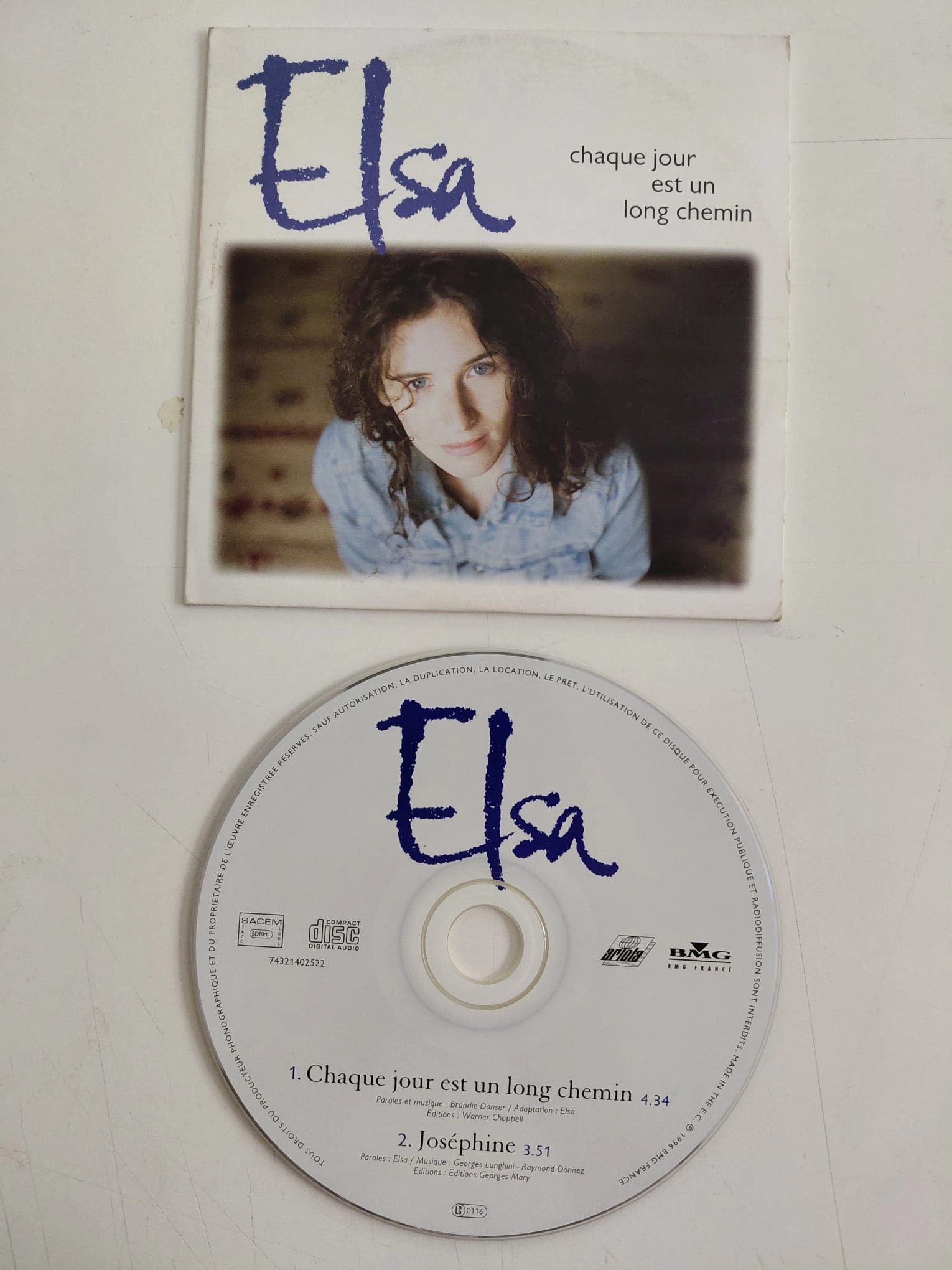 Elsa  – Chaque Jour Est Un Long Chemin -  1998  Fransa Basım - CD Single-2.el