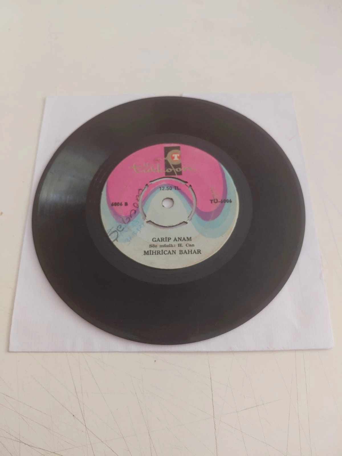 Mihrican Bahar – Emmioğlu / Garip Anam - 1969 Türkiye Basım 45’lik Plak/Kapaksız-2.el