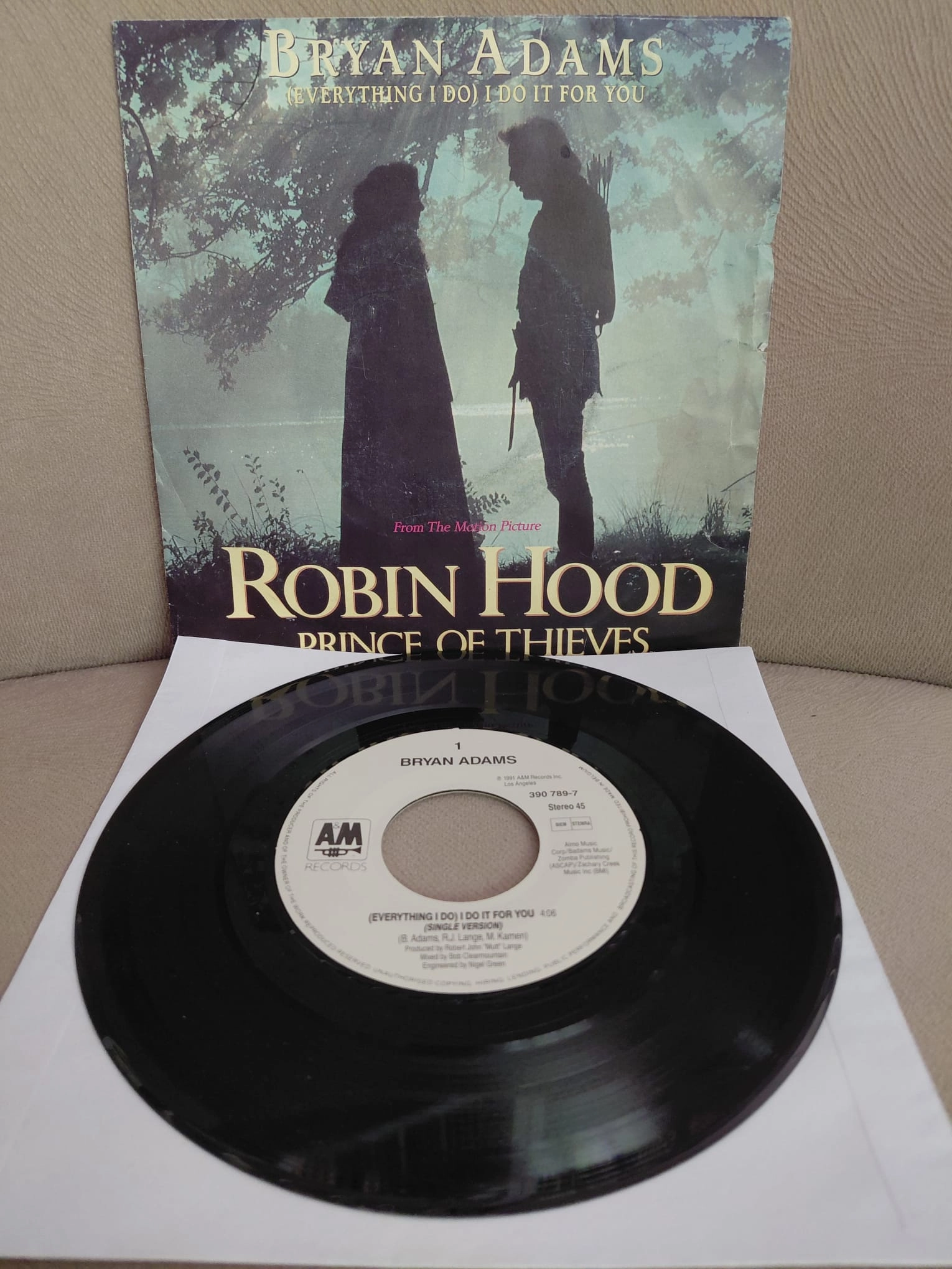 Bryan Adams – (Everything I Do) I Do It For You - 1991 Almanya Basım 45’lik Plak