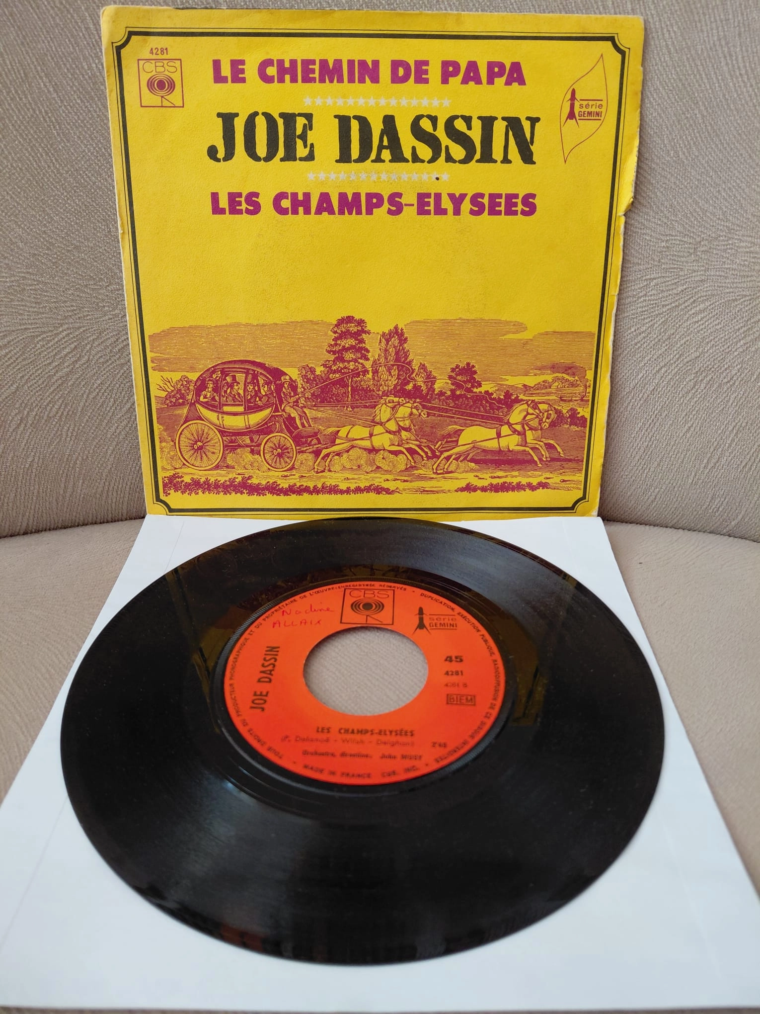 Joe Dassin – Le Chemin De Papa / Les Champs-Élysées -  1969  Fransa Basım 45 lik Plak