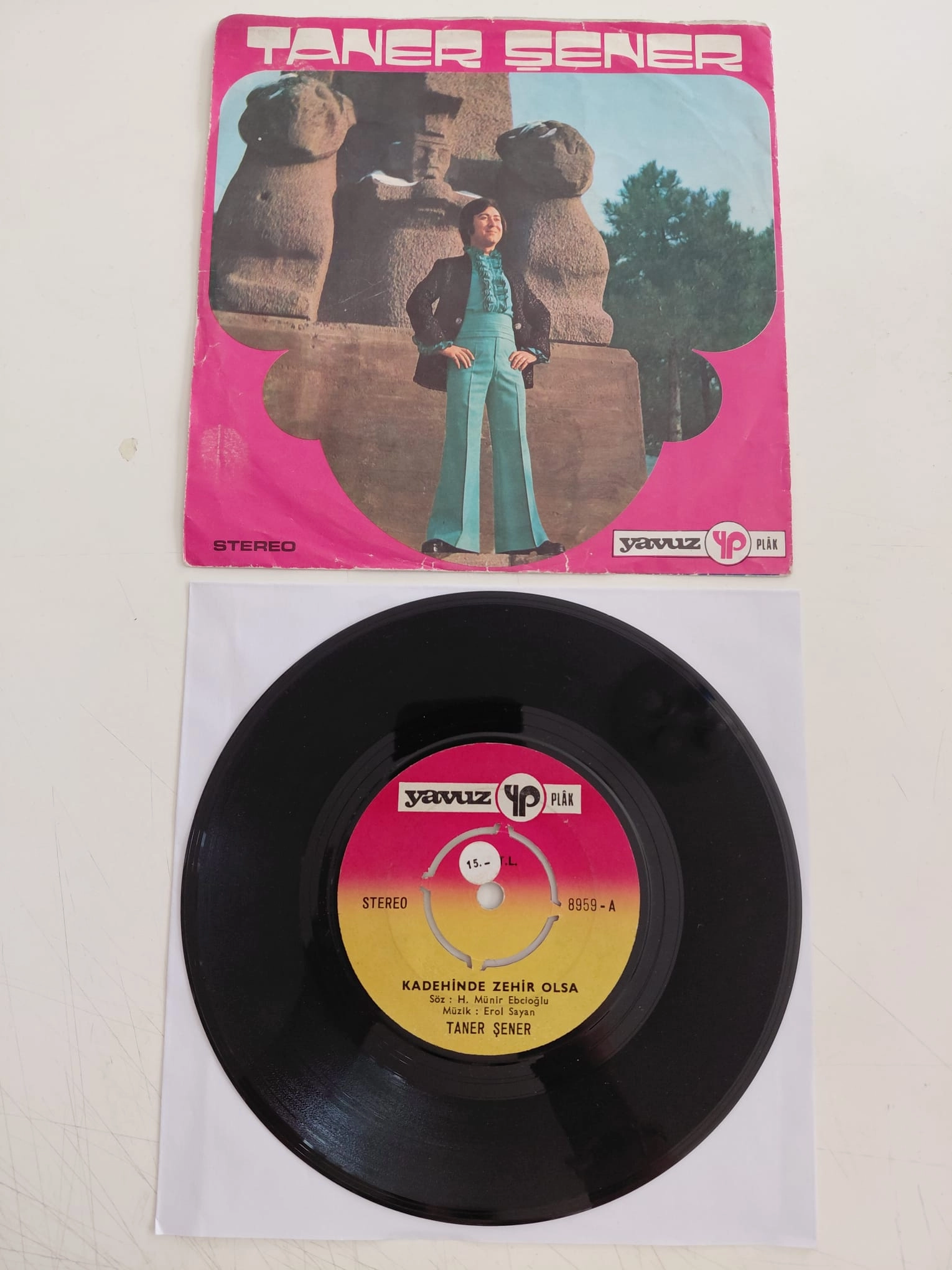 Taner Şener  – Kadehinde Zehir Olsa  - 1972  Türkiye  Basım 45’lik Plak-2.el