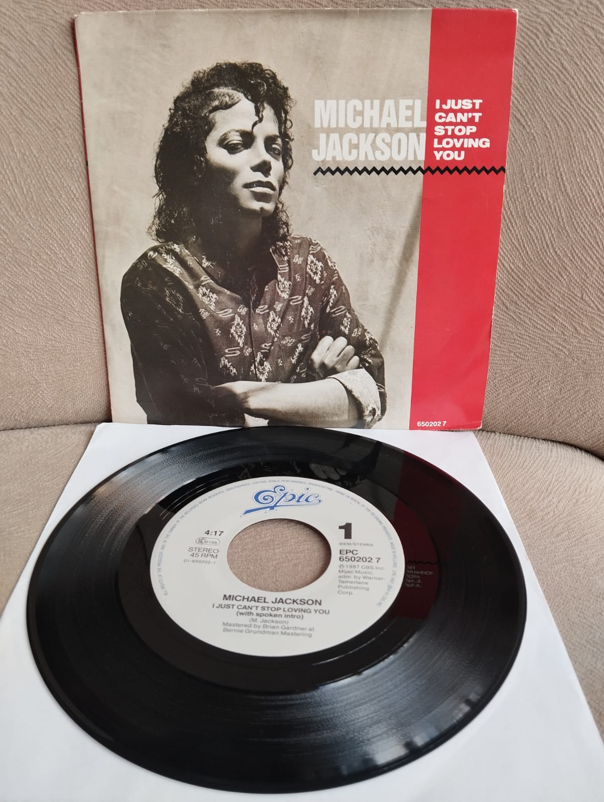 Michael Jackson – I Just Can’t Stop Loving You -  1987 Hollanda Basım 45lik Plak-2.el