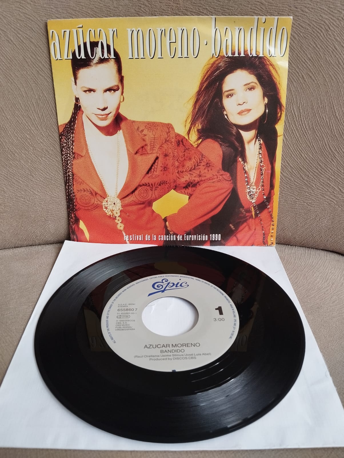 Azúcar Moreno  –  Bandido -  1990  Hollanda Basım 45lik Plak-2.el