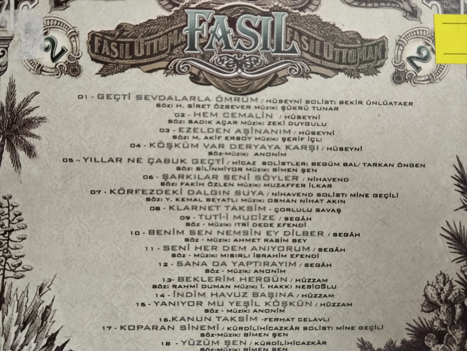 Fasıl 2 - Turkish Old Songs Collection -  2006  Avrupa Basım - 2. El CD Albüm