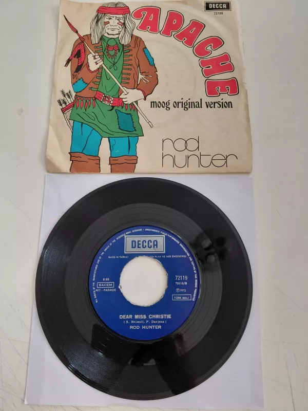 Rod Hunter ‎–  Apache   - 1972  Türkiye  Basım 45’lik Plak-2.el