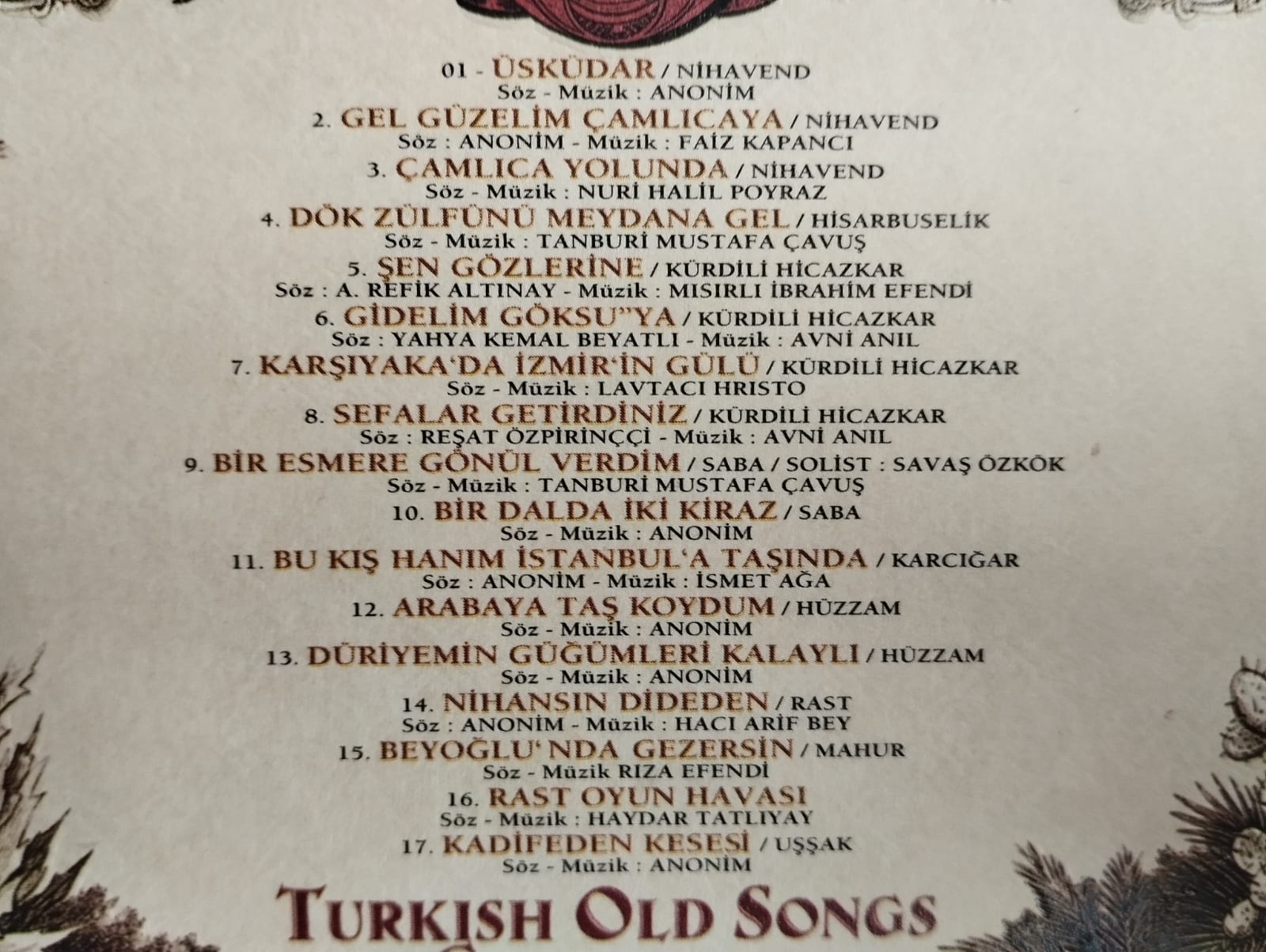 Fasıl 5 - Turkish Old Songs Collection -  2006  Avrupa Basım - 2. El CD Albüm