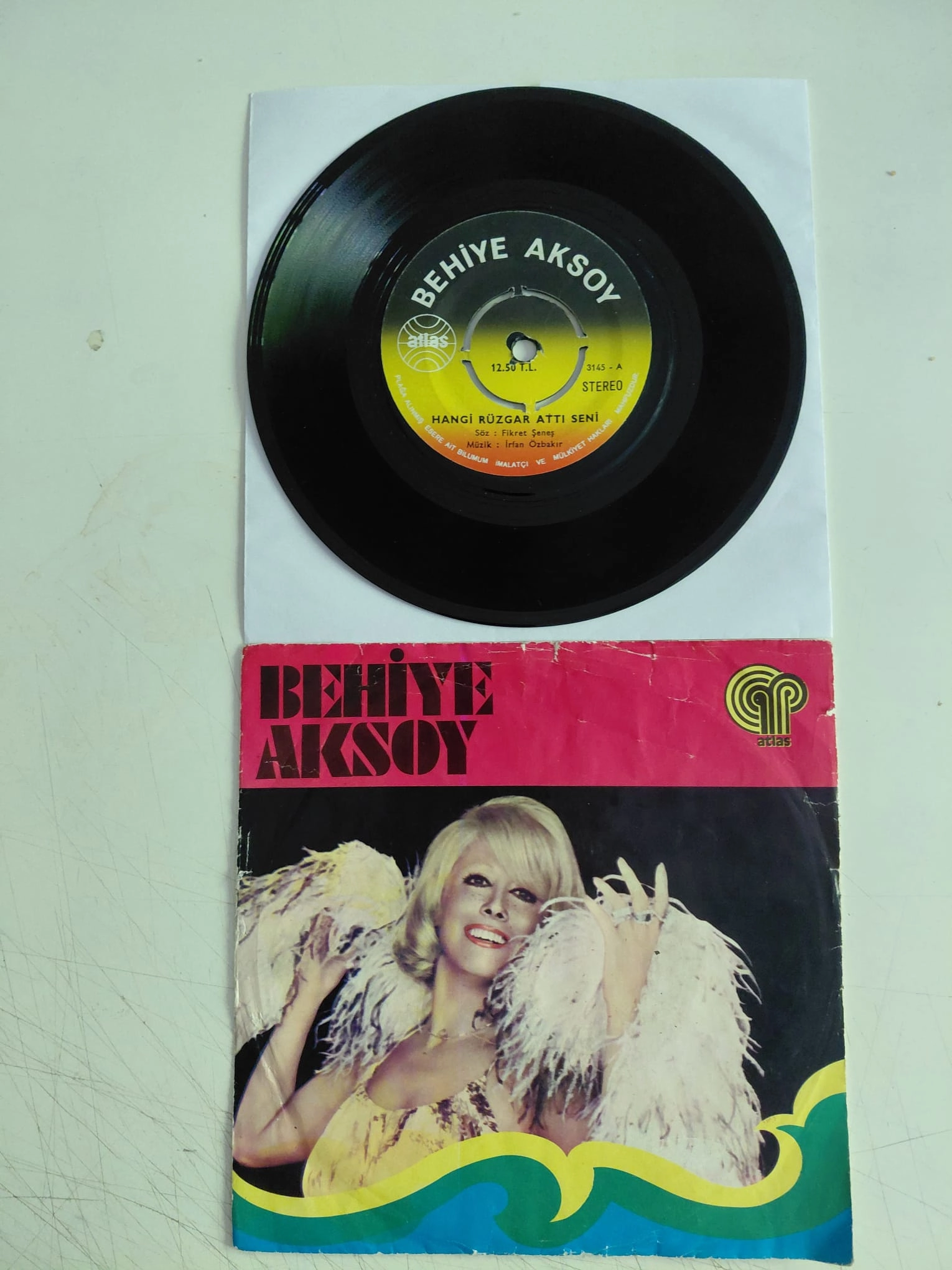 Behiye Aksoy – Hangi Rüzgar Attı Seni / Tövbeler Tövbesi - 1973 Türkiye  Basım 45lik Plak-2.el