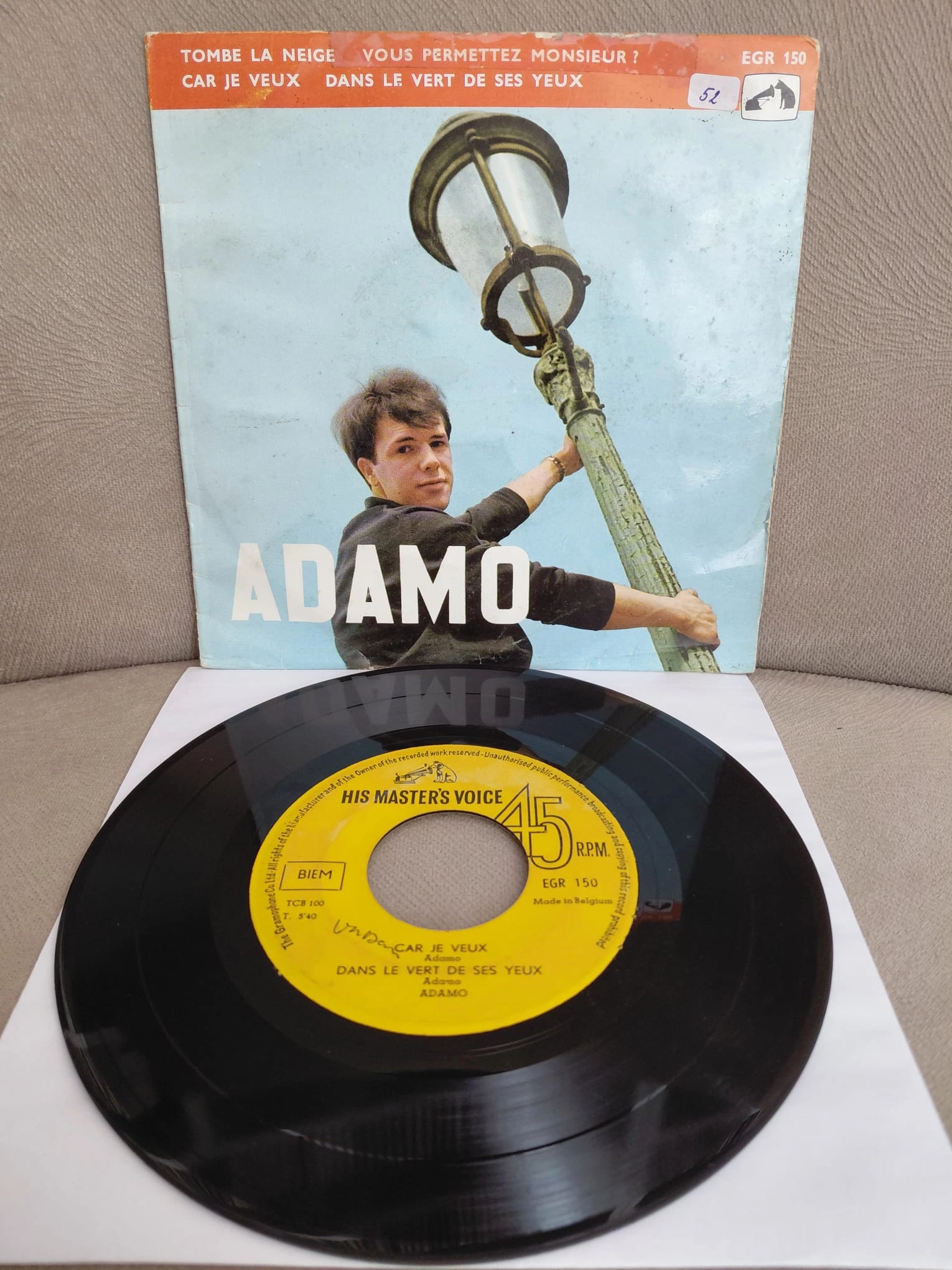 Adamo  –  Tombe La Neige - 1964  Belçika Basım EP  Plak