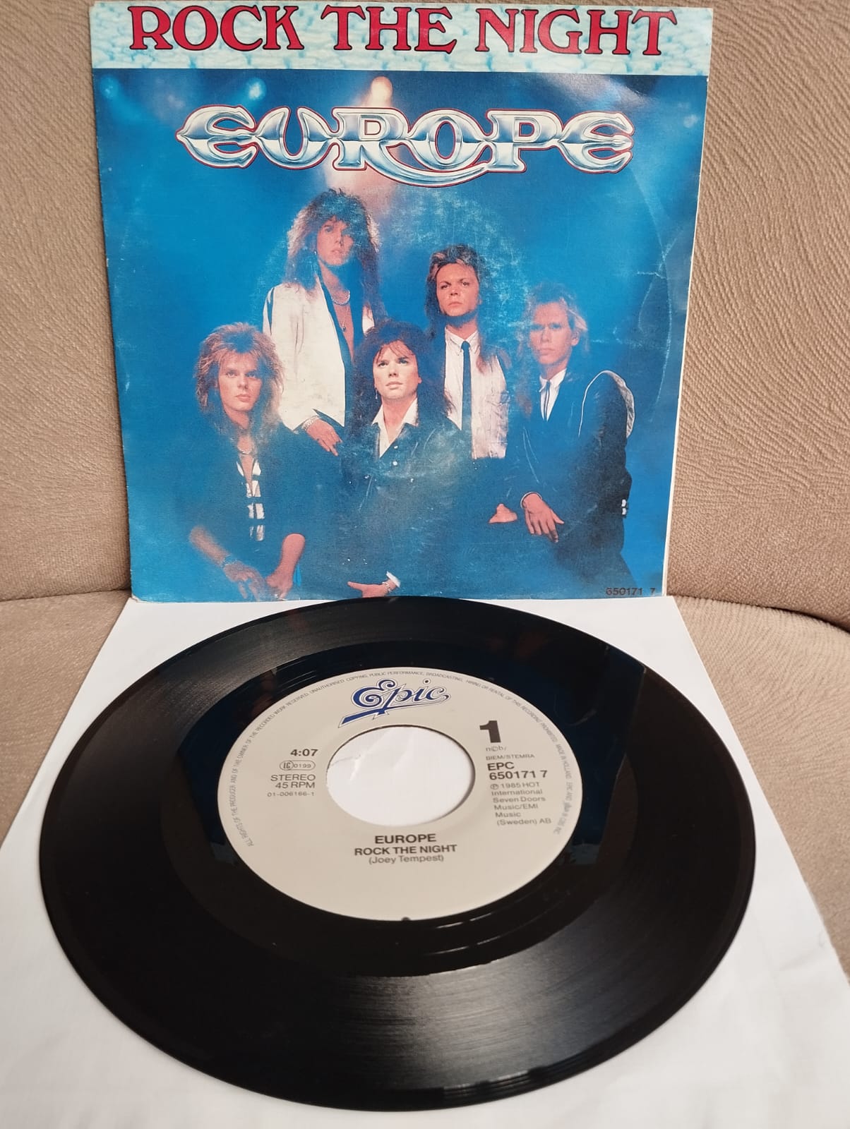 Europe  – Rock The Night - 1986  Hollanda Basım 45 lik Plak