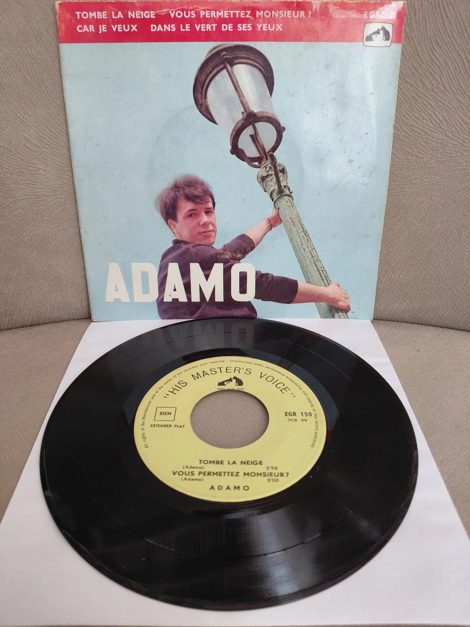 Adamo  –  Tombe La Neige - 1964  Belçika Basım EP  Plak