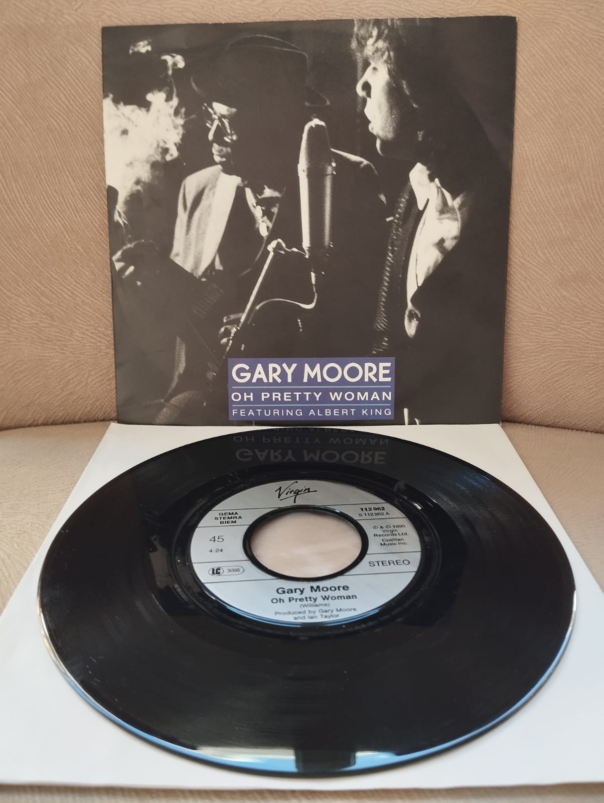 Gary Moore Featuring Albert King – Oh Pretty Woman -  1990  Almanya Basım 45 lik Plak-2.el