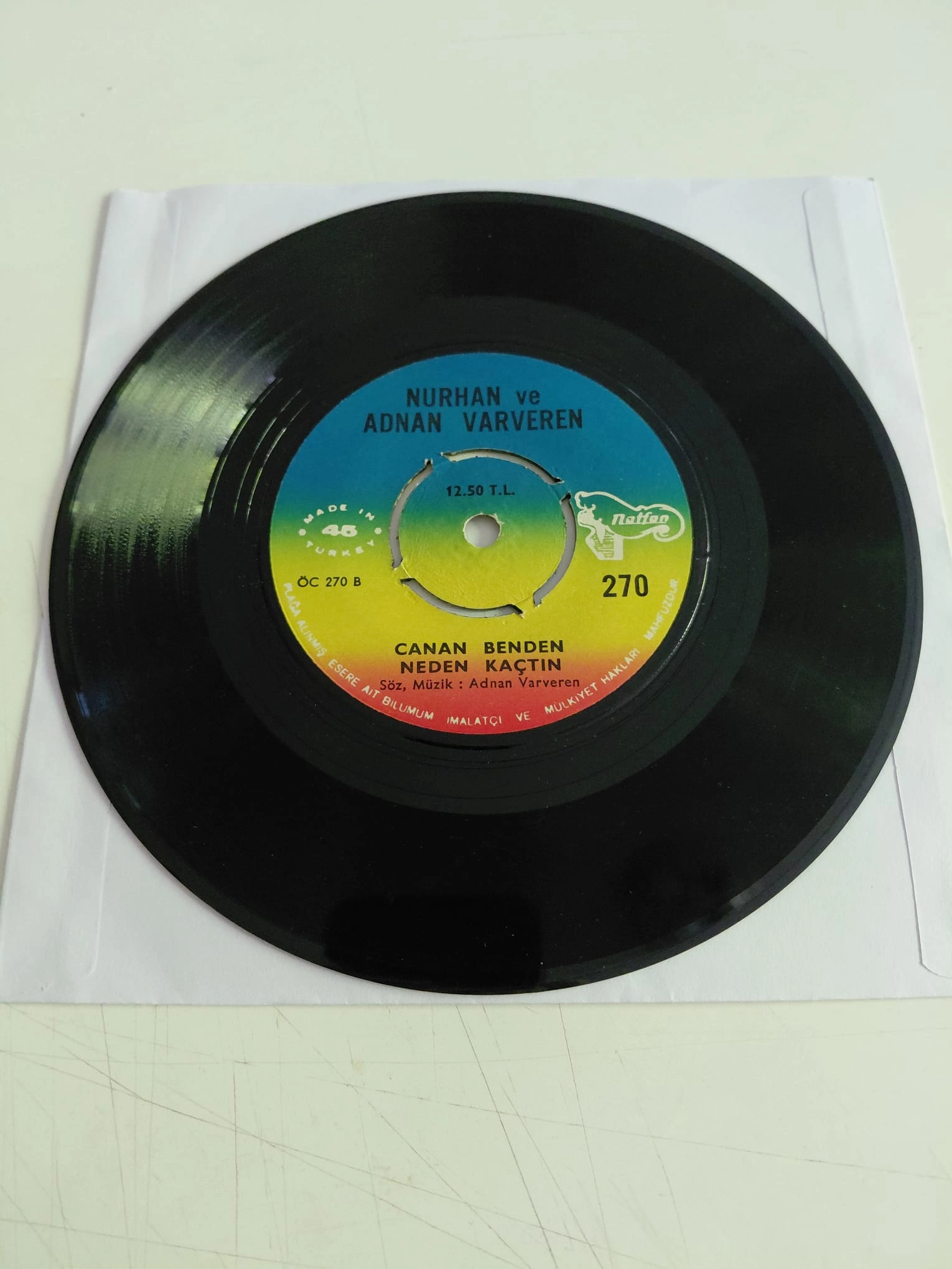Adnan Ve Nurhan Varveren –  Bu Kazık Bize Kürdan Gelir  - Türkiye   Basım EP Plak /Kapaksız-2.el