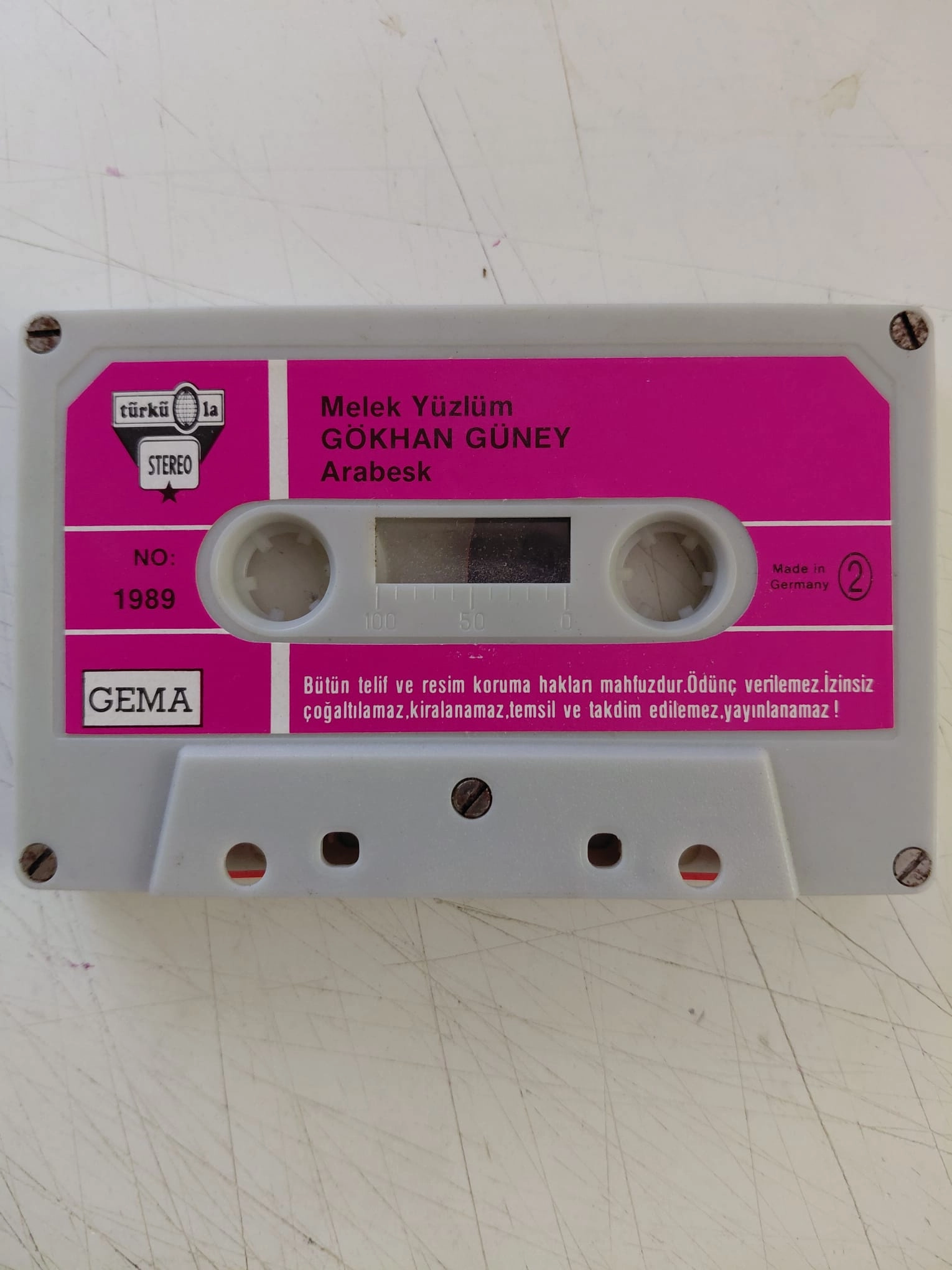 Gökhan Güney  – Melek Yüzlüm  - 1989 Almanya Basım  Kaset Albüm/ Türküola-2.el/Kapaksız