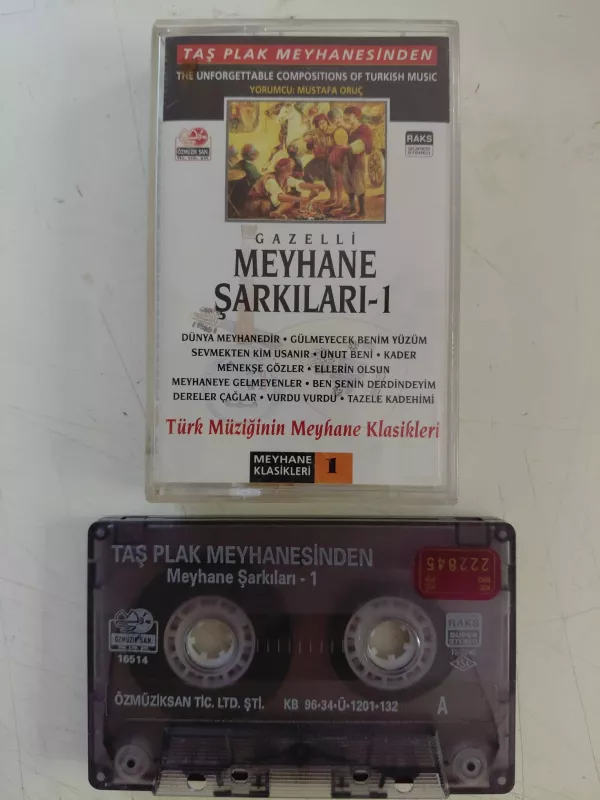 Mustafa Oruç – Meyhane Şarkıları 1 (Taş Plak Meyhanesinden) - Türkiye Basım Kaset Albüm-2.el