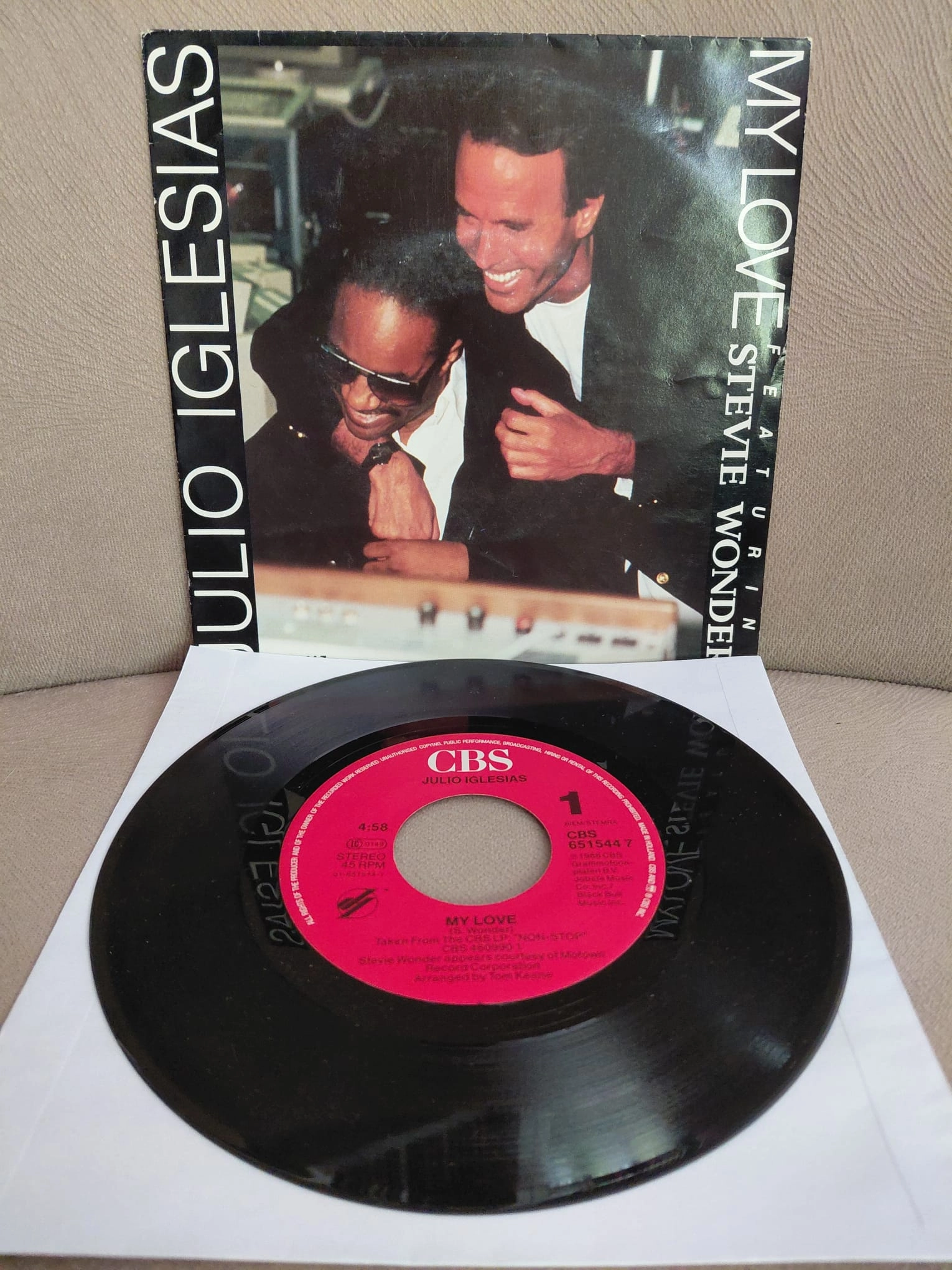 Julio Iglesias Featuring Stevie Wonder  – My Love  - 1988  Hollanda Basım 45’lik  Plak