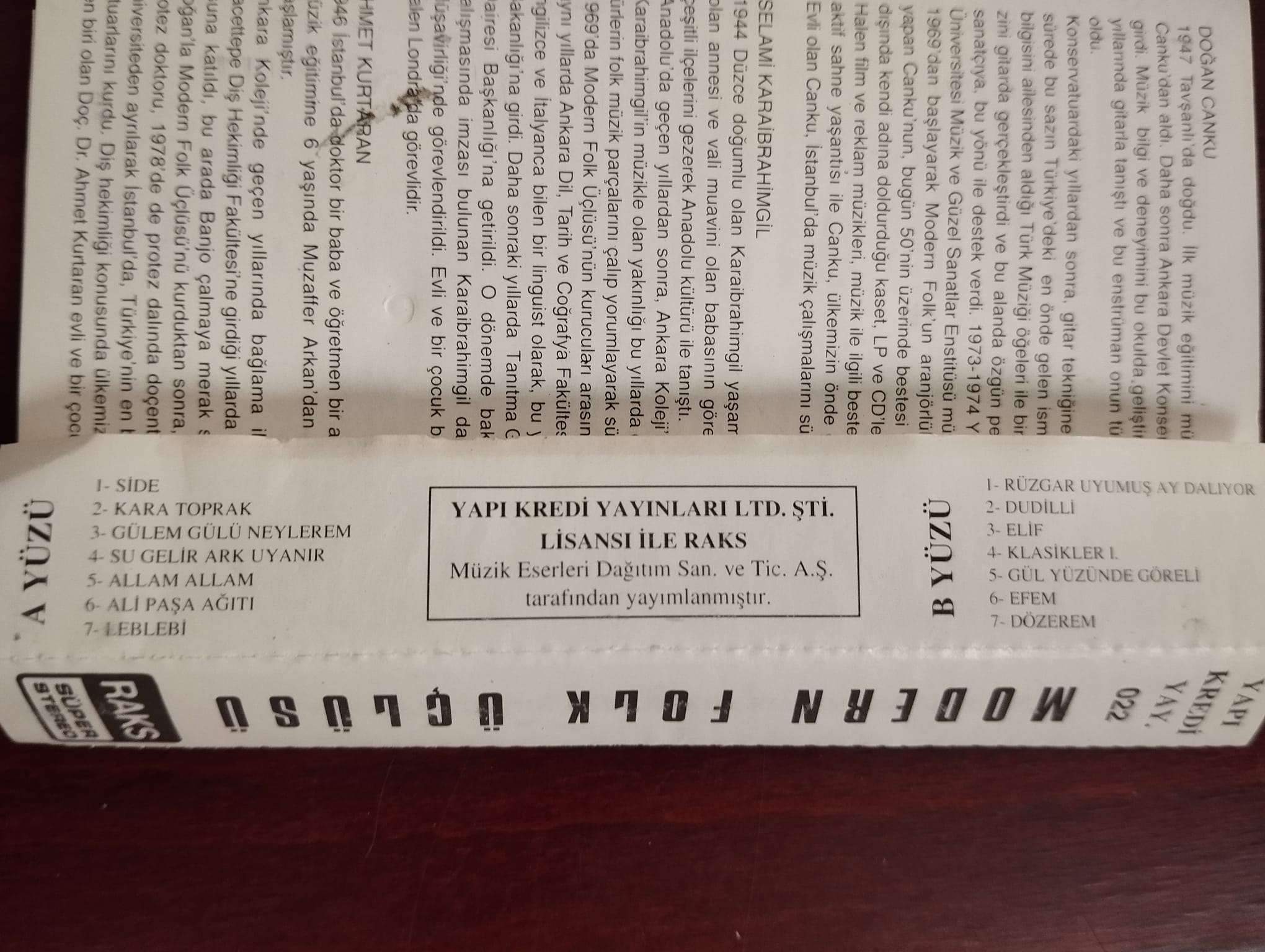 Modern Folk Üçlüsü  - 1992  Türkiye Basım  Kaset Albüm-2.EL