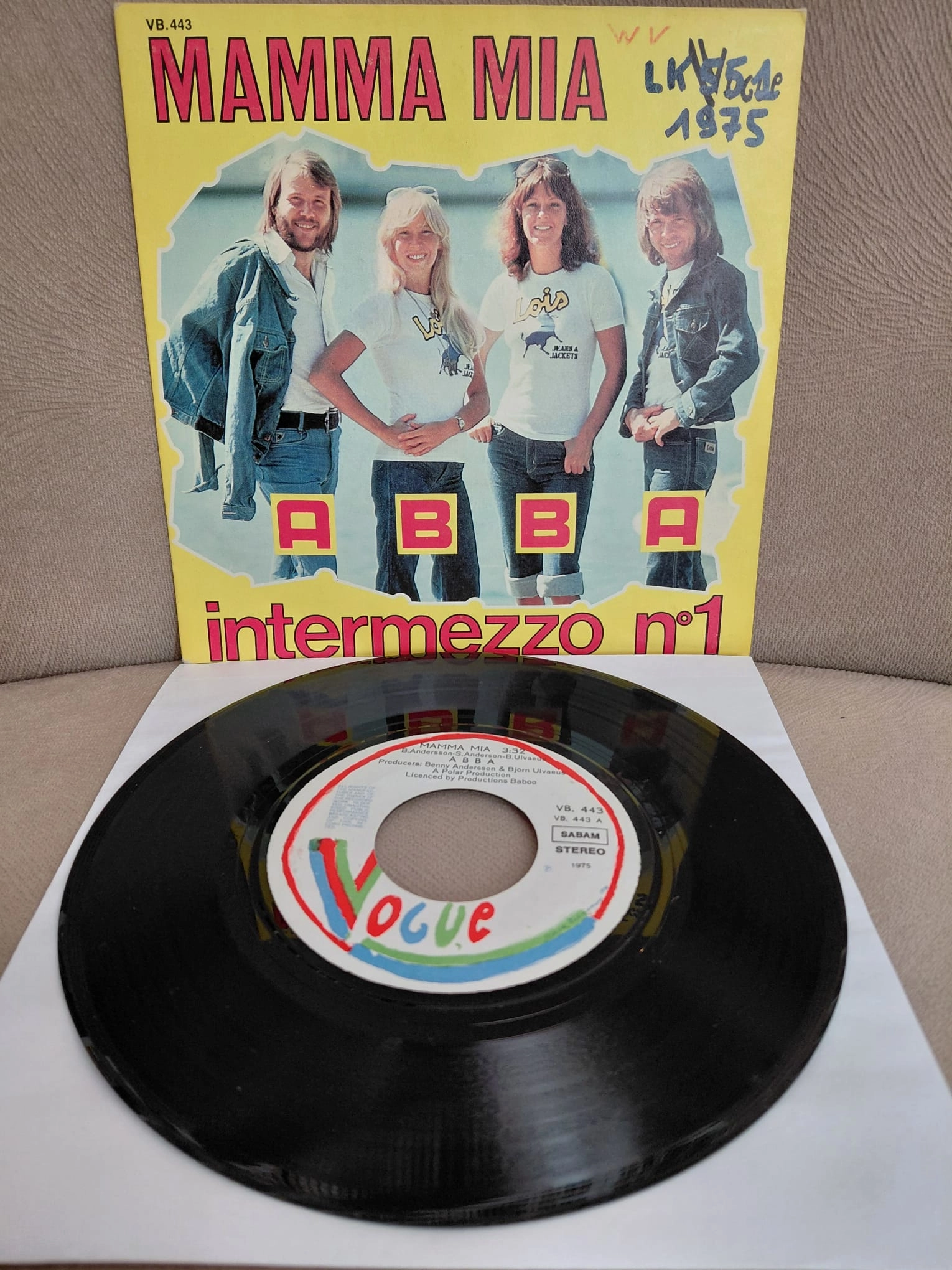 ABBA  –  Mamma Mia - 1975  Almanya Basım 45’lik  Plak