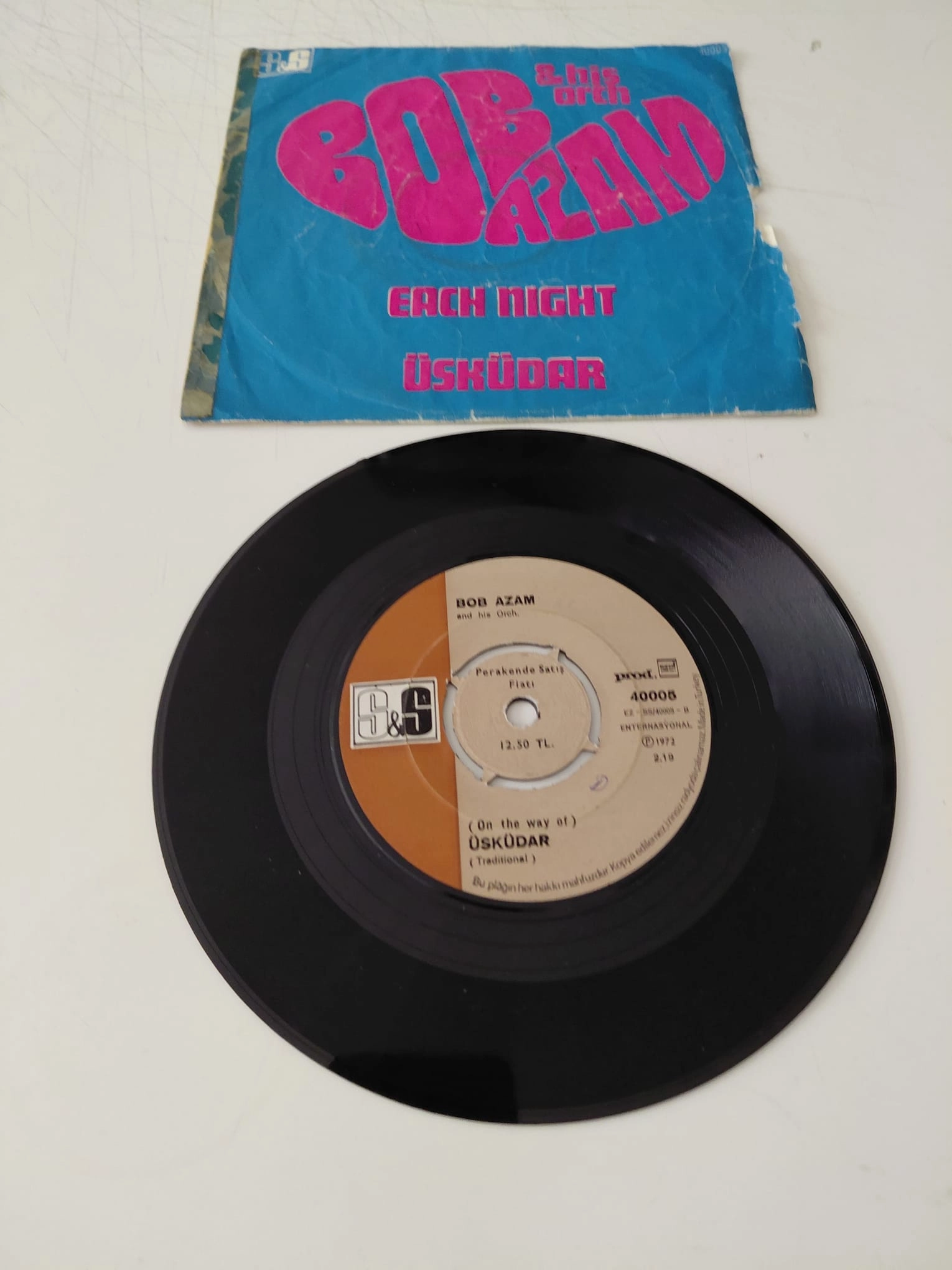 Bob Azam & His Orch. – Each Night (Zinguala) /  Üsküdar  - 1972 Türkiye  Basım 45lik Plak-2.el
