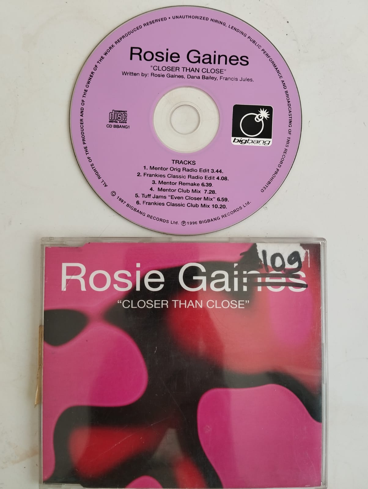 Rosie Gaines – Closer Than Close - 1997 Avrupa Basım 2. El CD, Single
