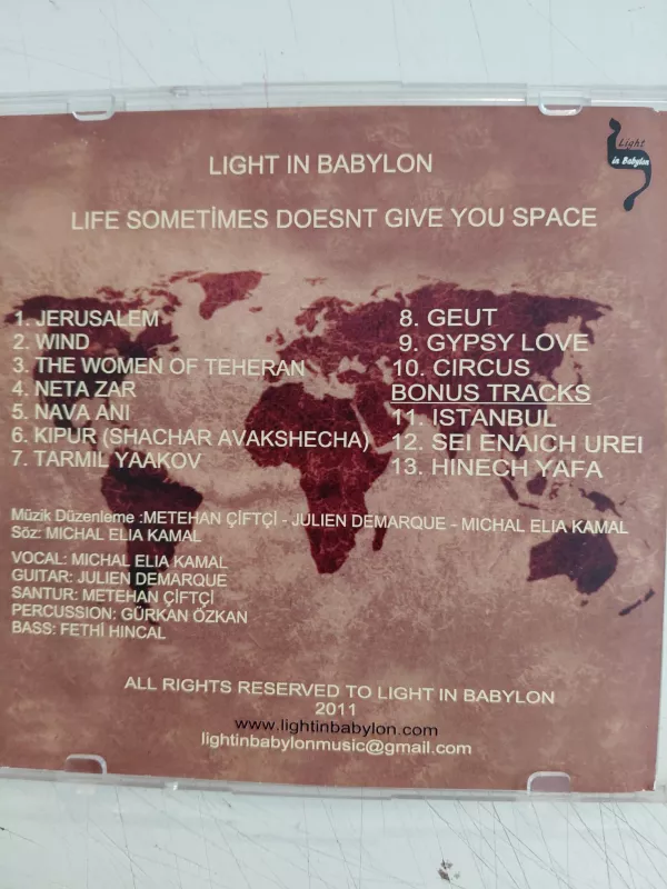 Light In Babylon – Life Sometimes Doesn’t Give You Space -  2011 Türkiye Basım  CD Albüm-2.el