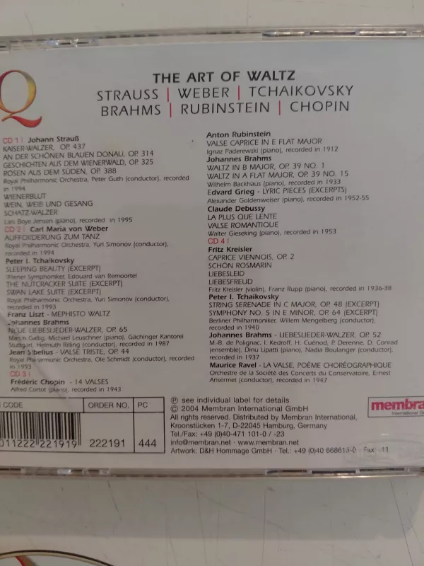 The Art of Waltz (Strauss/Weber/Tchaikovsky/Brahms/Rubinstein/Chopin )-  Avrupa Basım 4xCD -2.el