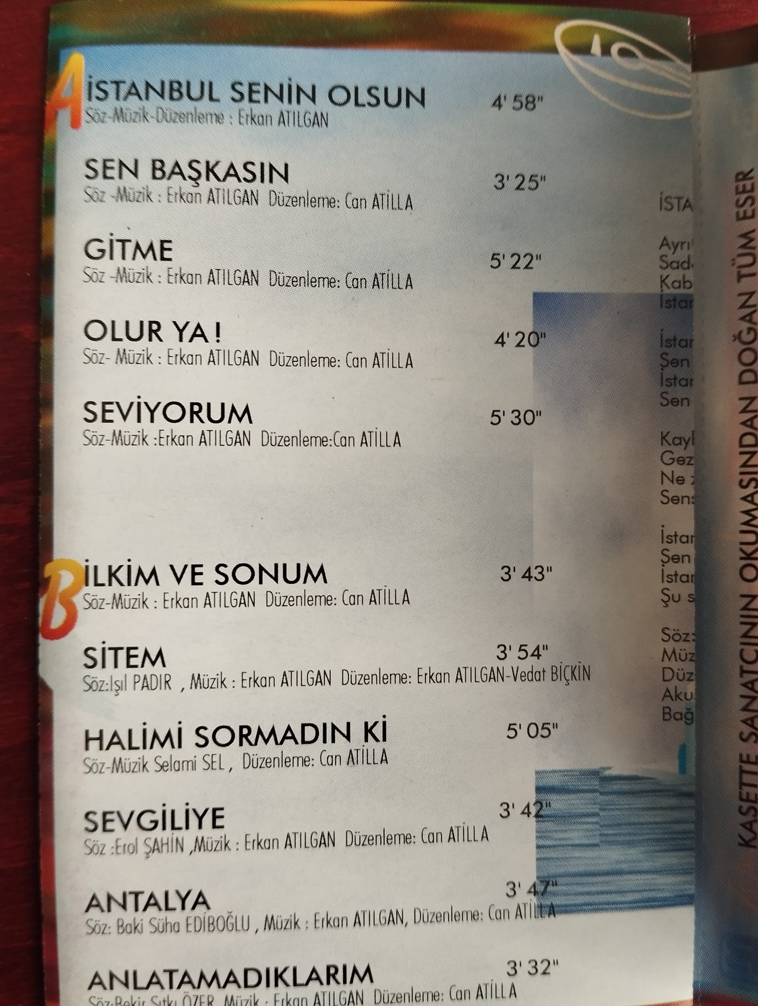 Erkan Atılgan  ‎– Kişiye Özel  - 1995 Türkiye Basım 2. El Kaset Albüm