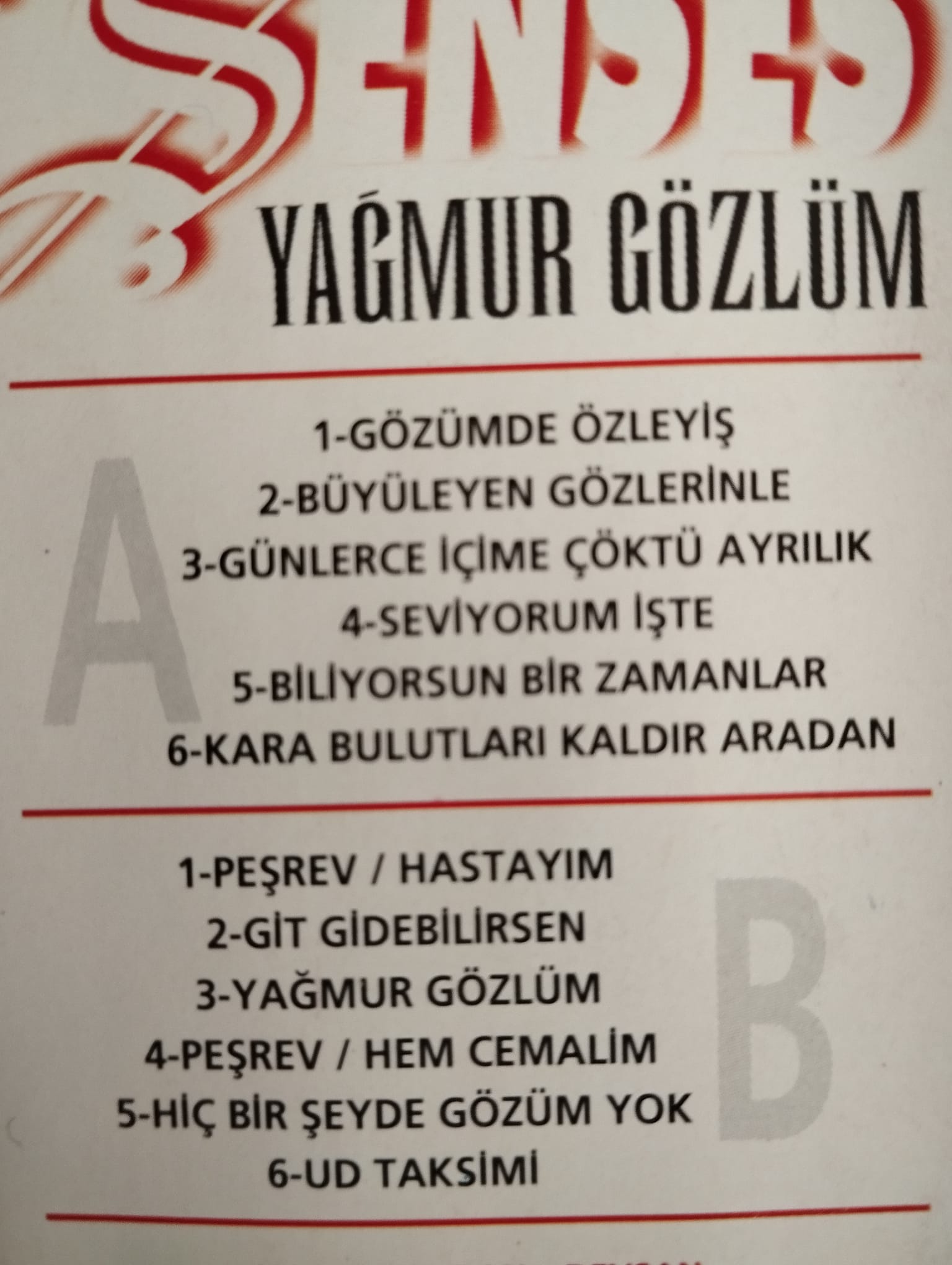 Adnan Şenses  - Yağmur Gözlüm -  1995 Türkiye Basım  Kaset Albüm-2.el