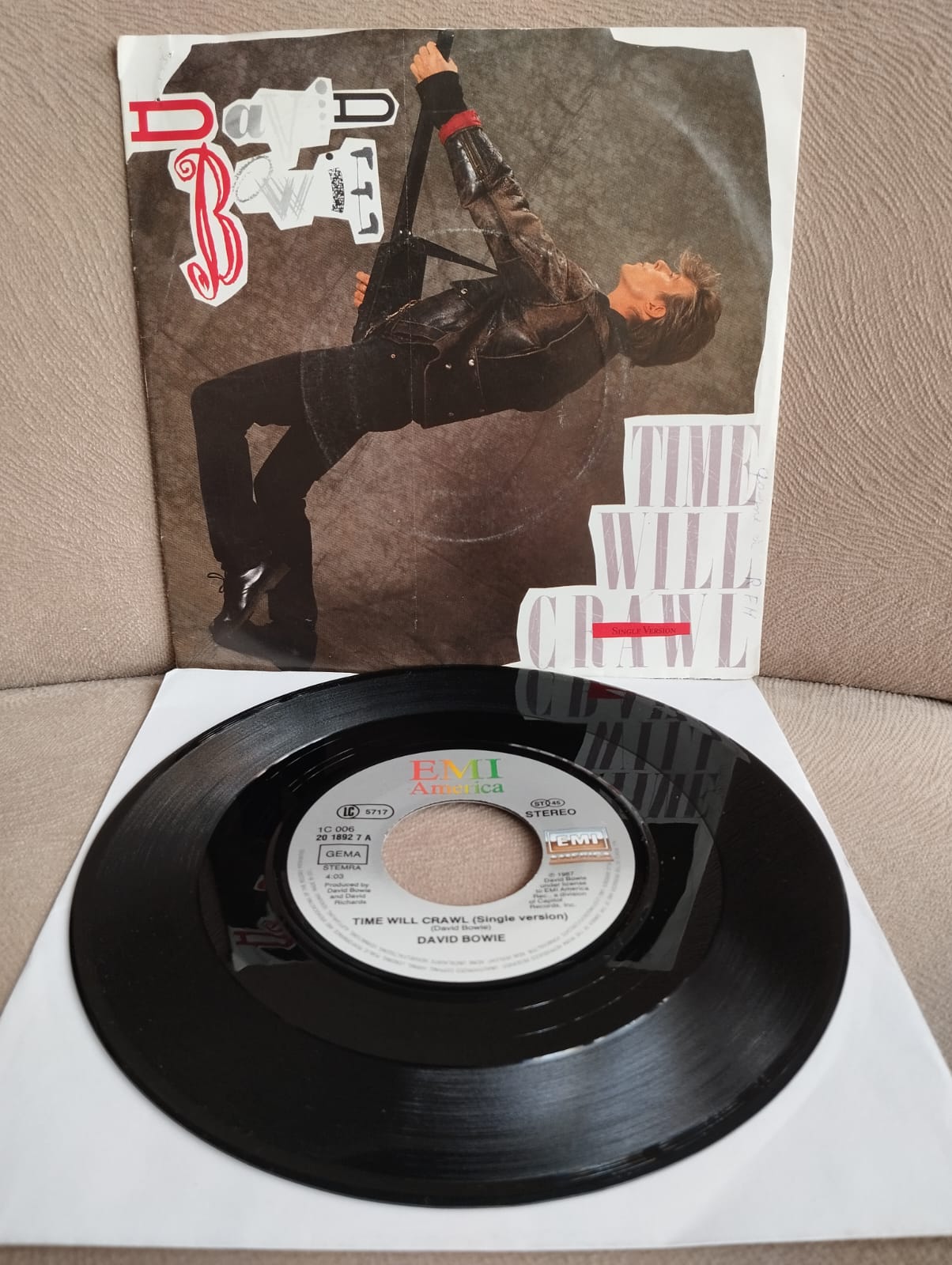 David Bowie –  Time Will Crawl  - 1987 Avrupa Basım 45 lik Plak-2.el