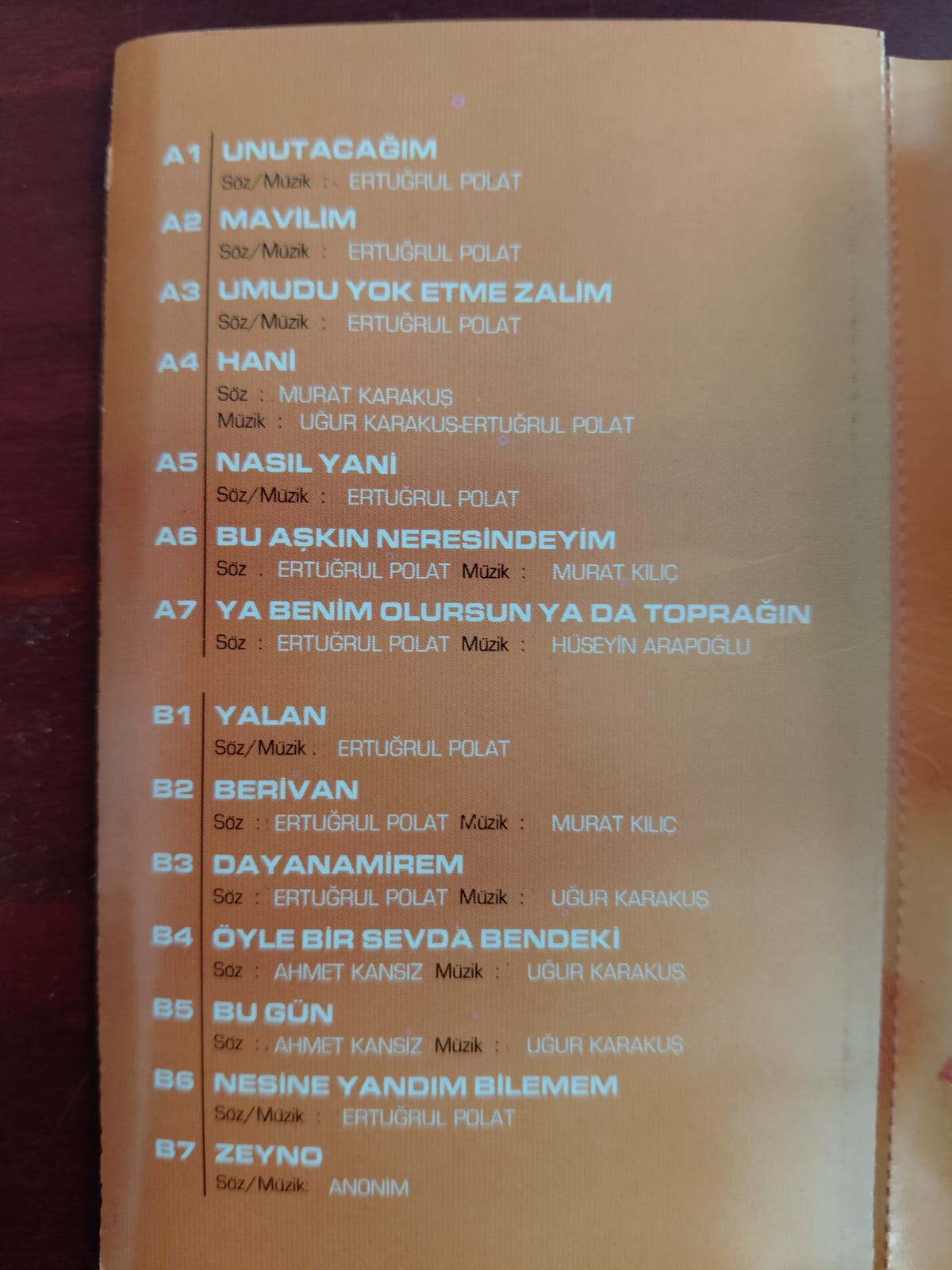 Ertuğrul Polat -  Unutacağım - 1999 Türkiye Basım Kaset-2.el