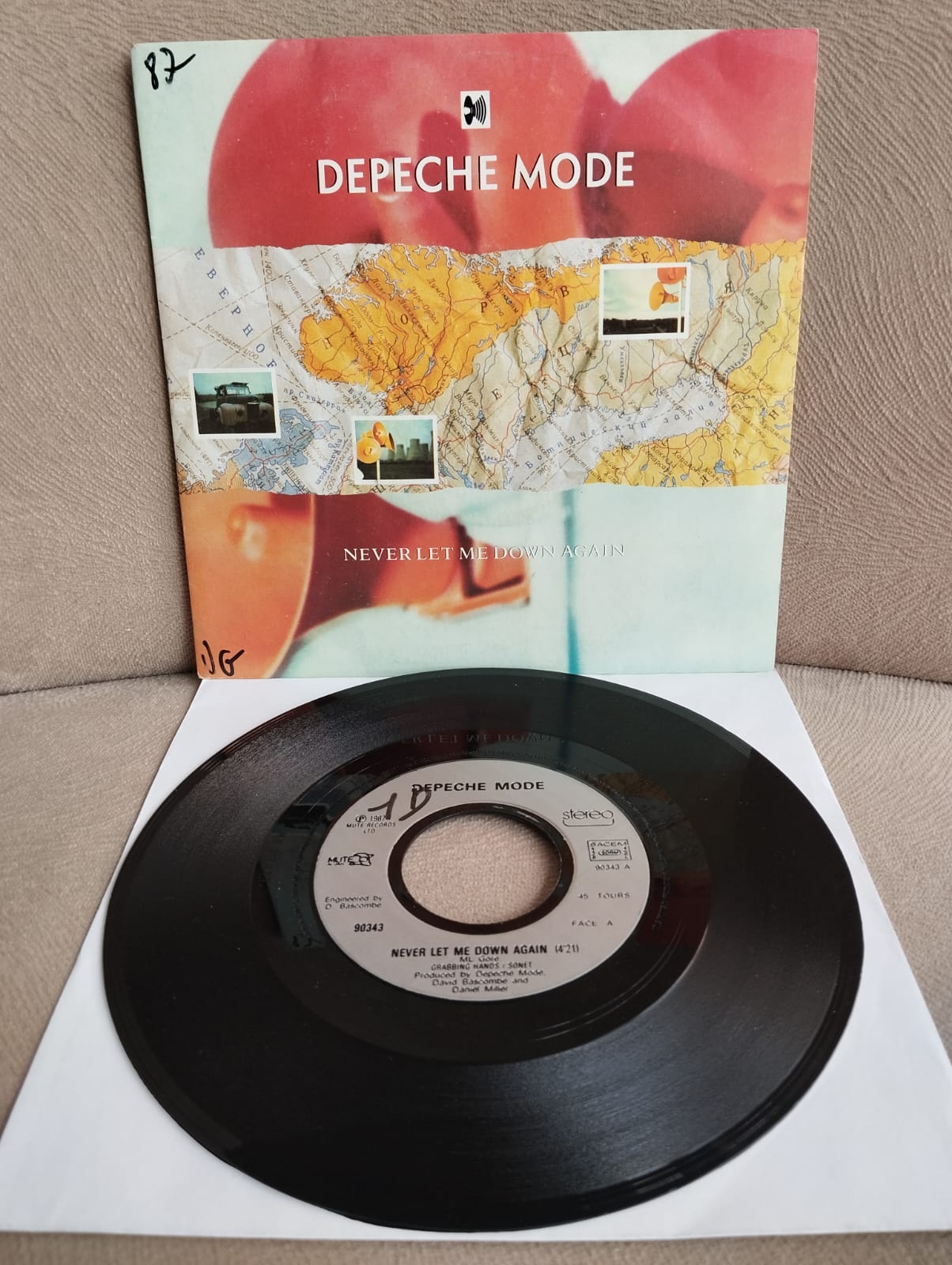Depeche Mode – Never Let Me Down Again - 1987 Fransa Basım 45 lik Plak-2.el