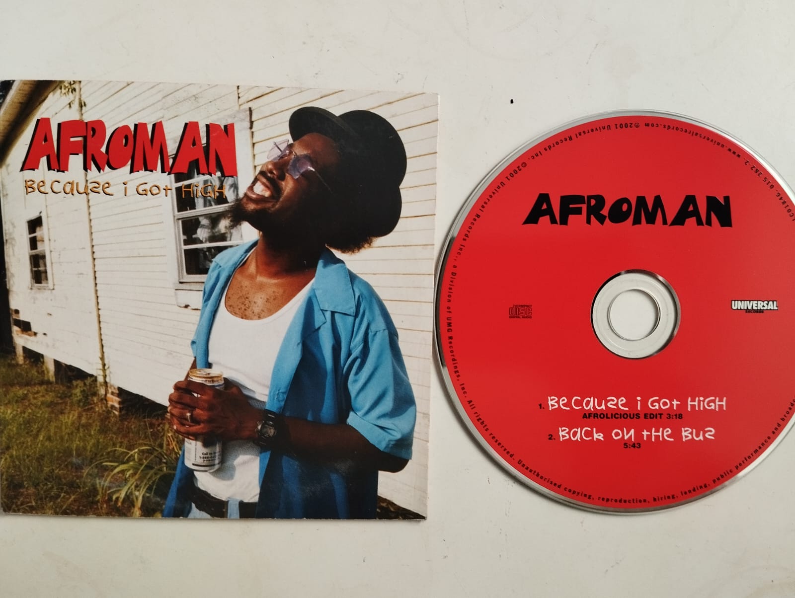 Afroman ‎– Because I Got High -  2001 Fransa  Basım - 2. El  CD, Single, Cardboard sleeve
