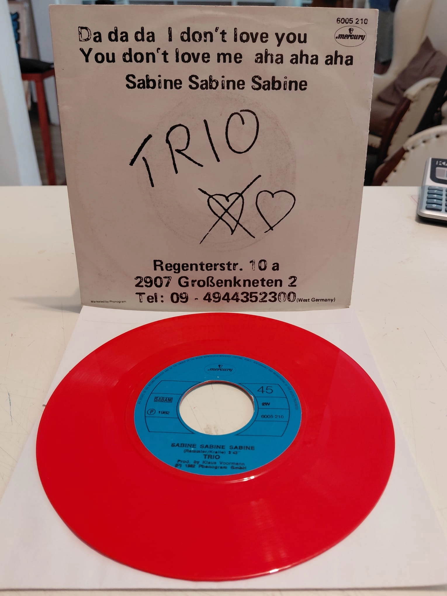 TRIO - Da Da Da I Don’t Love You You Don’t Love Me Aha Aha Aha - 1982 Almanya Basım 45lik Plak-2.el