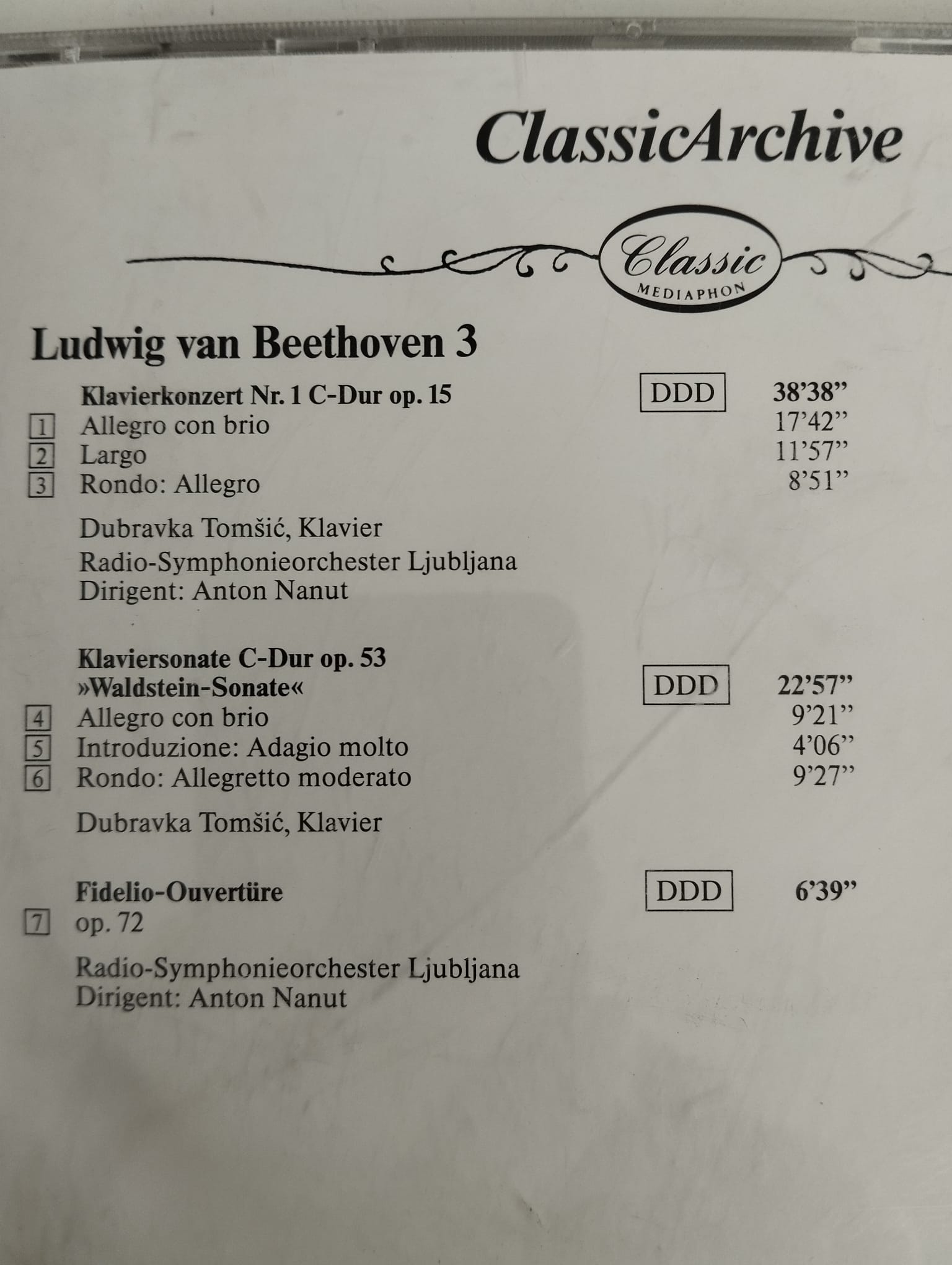 Ludwig van Beethoven 3 - 1989  Almanya Basım - 2. El CD Albüm