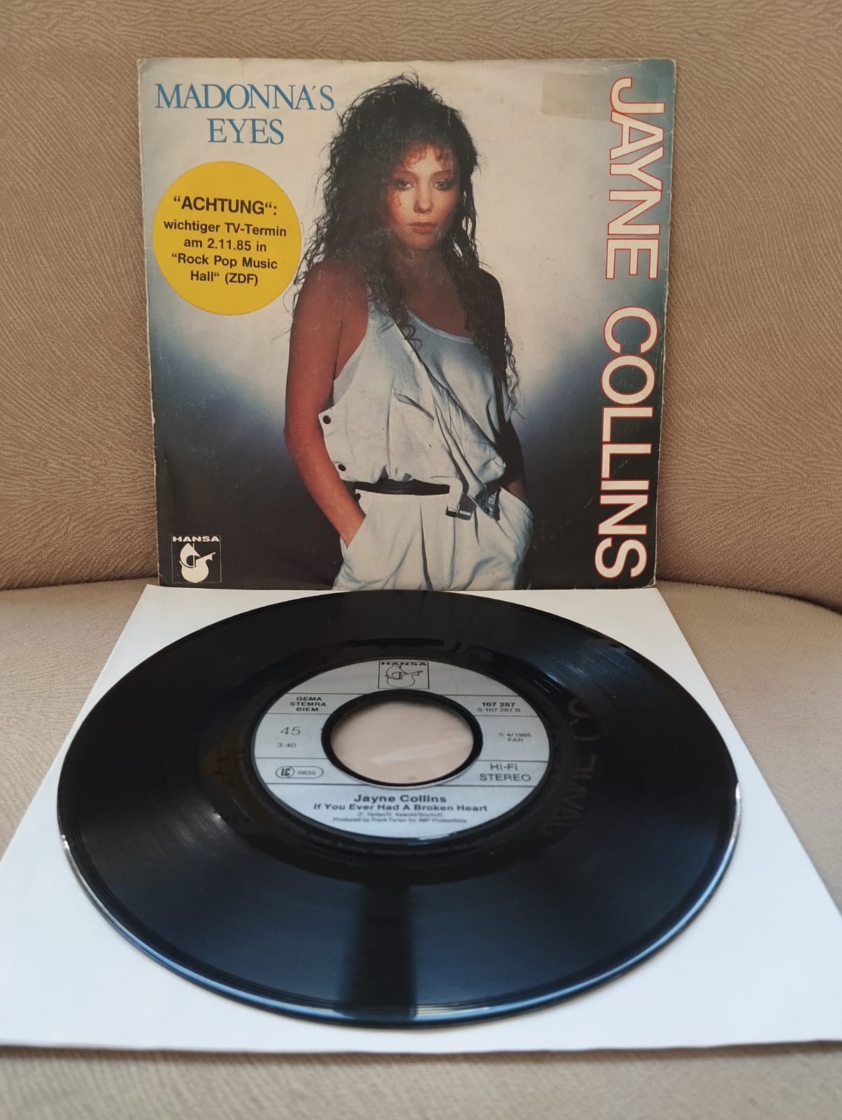 Jayne Collins – If You Ever Had A Broken Heart - 1985  Almanya Basım 45lik Plak-2.el