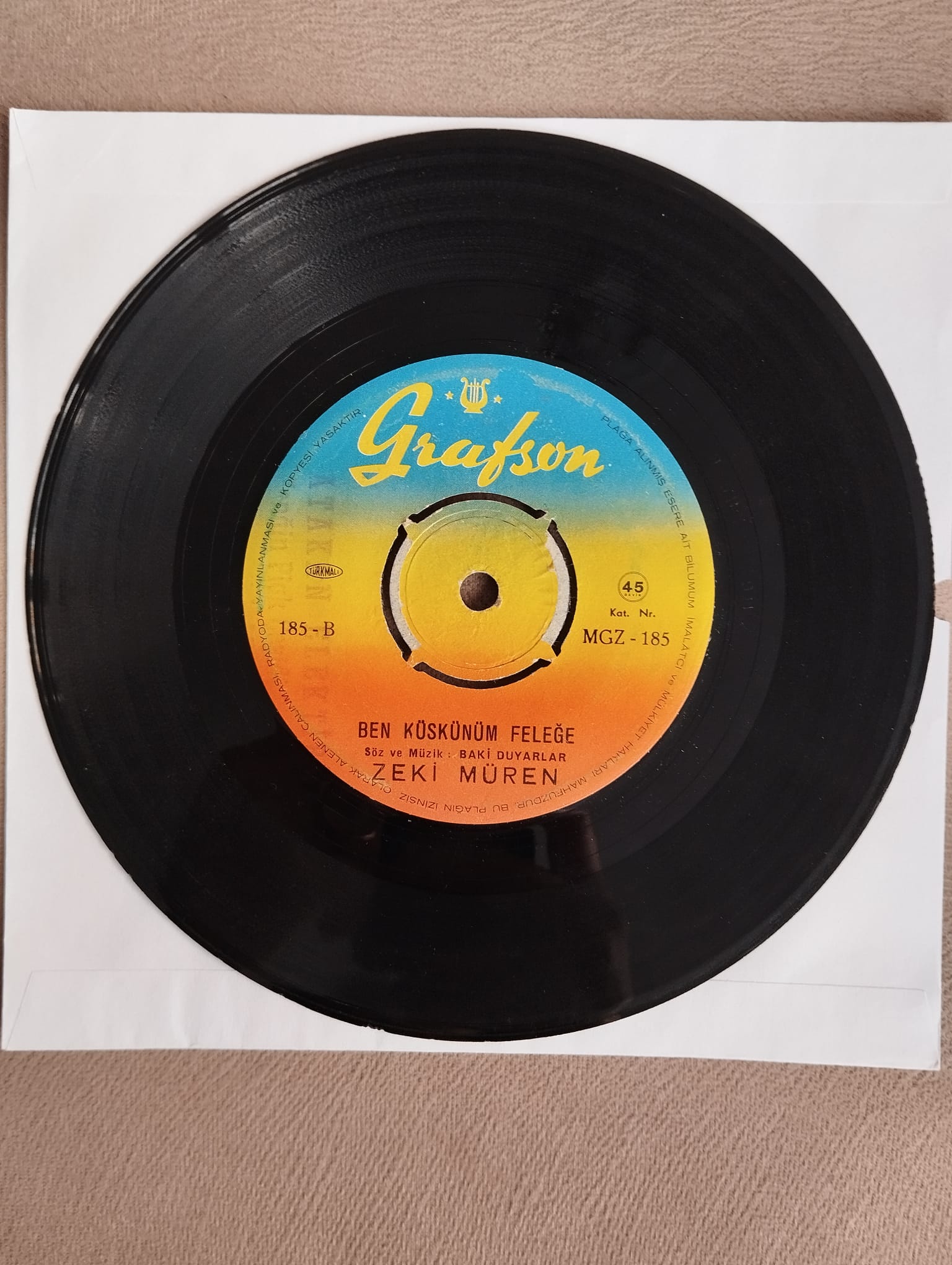 Zeki Müren – Eller Ne Derse Desin / Ben Küskünüm Feleğe   -  Türkiye Basım 45lik Plak-2.EL