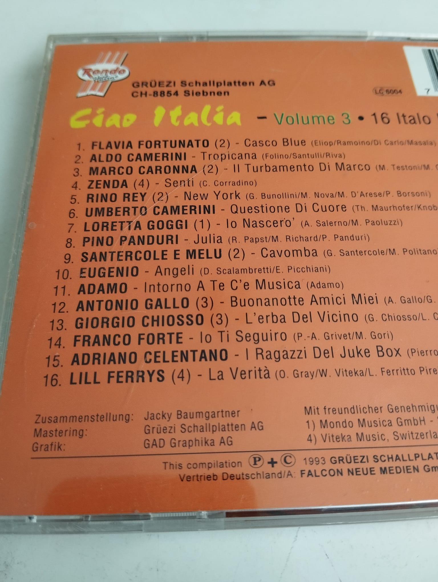 Ciao Italia Vol 3 - 1993  Avrupa Basım - 2. El CD Albüm