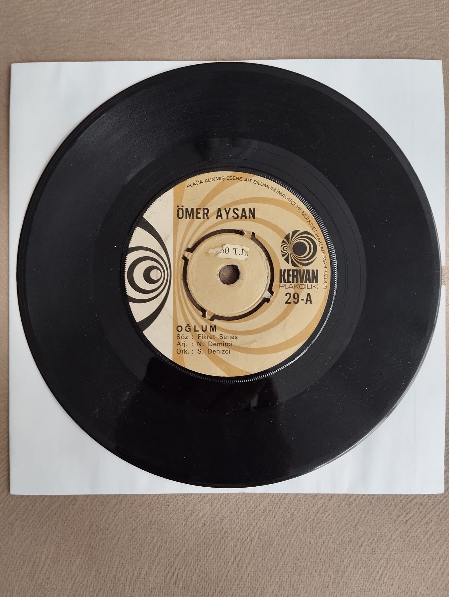 Ömer Aysan - Oğlum / Memleketim -  1975 Türkiye Basım 45 lik Plak-2.EL