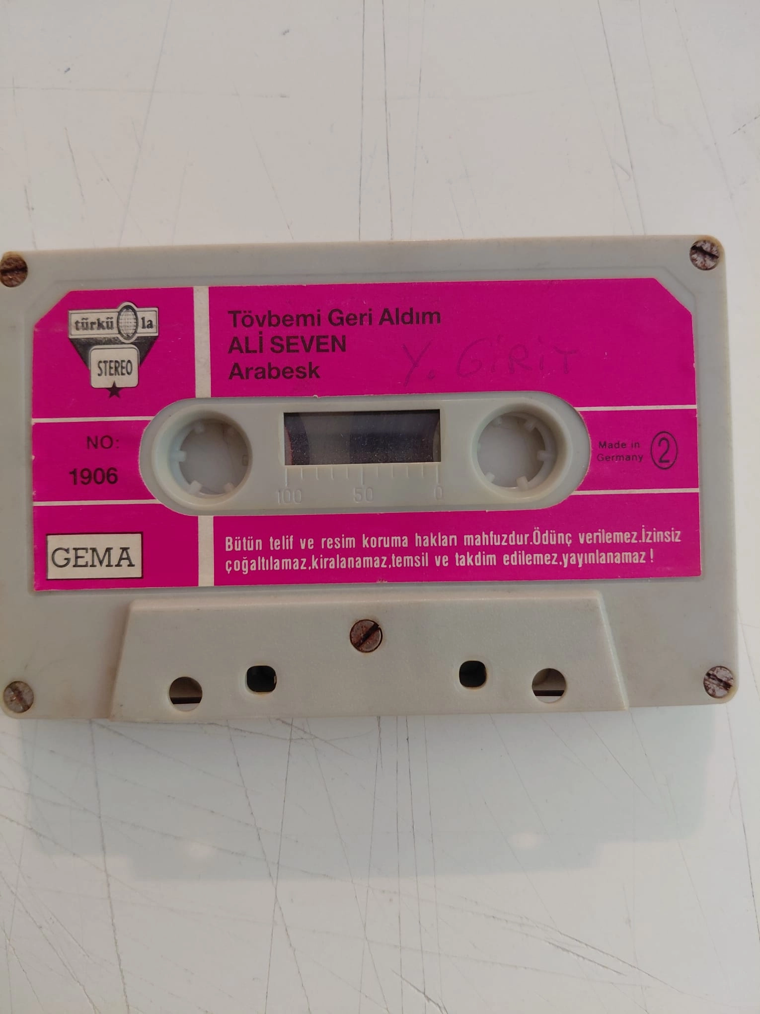 Ali seven  – Tövbemi Geri Aldım  - Almanya Basım  Kaset Albüm/ Türküola /Kapaksız-2.el