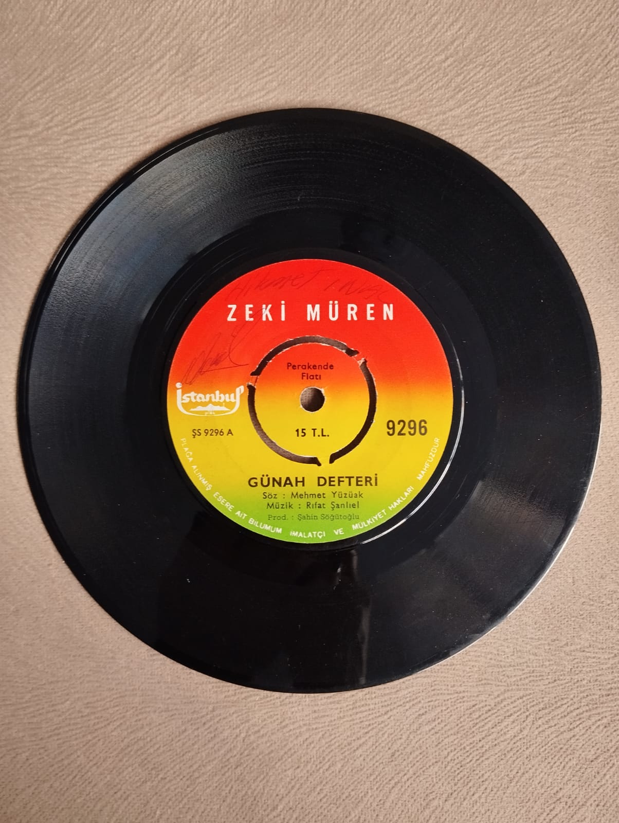 Zeki Müren – Günah Defteri / Hasret Ateşi - Türkiye Basım 45 Lik Plak