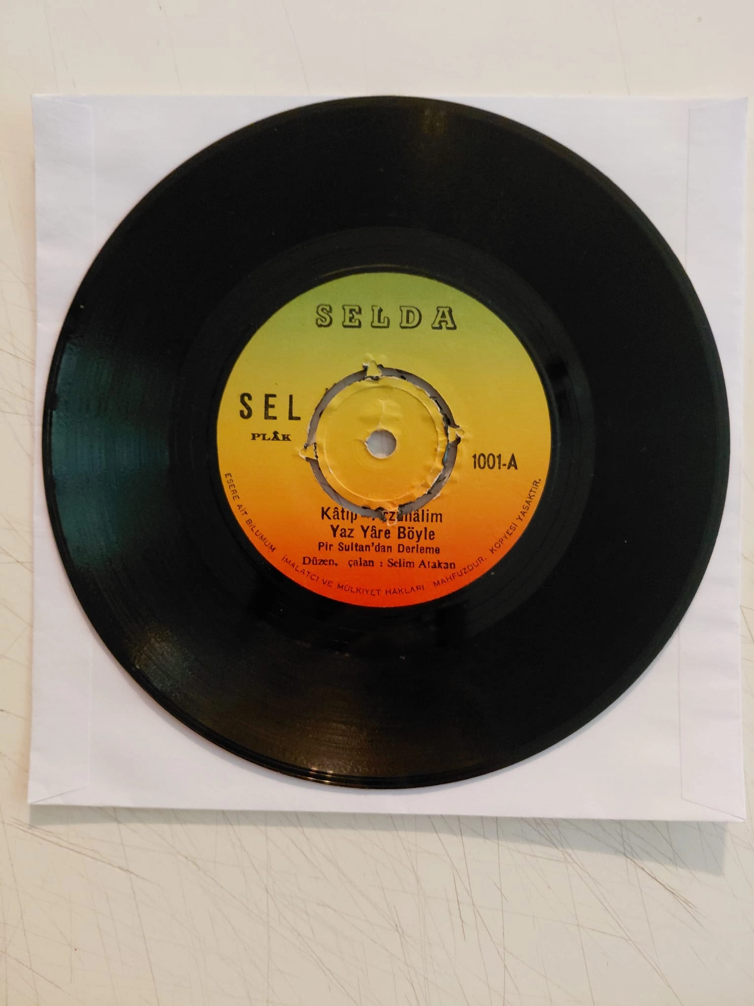 Selda  – Kâtip Arzuhâlim Yaz Yâre Böyle  - 1971 Türkiye Basım 45 lik Plak/Kapaksız-2.el