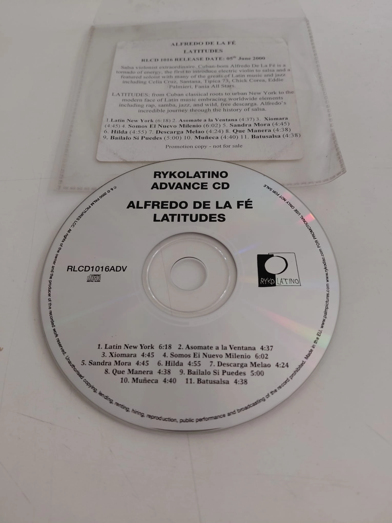 Alfredo De La Fé  – Latitudes  - 2000  Avrupa Basım - CD Albüm-2.el