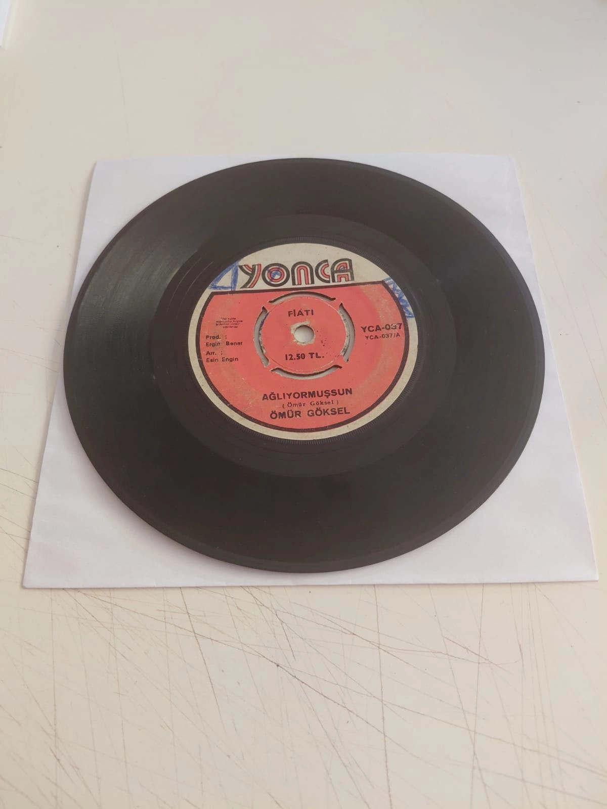 Ömür Göksel – Ağlıyormuşsun  - 1972 Türkiye Basım 45 lik Plak/Kapaksız-2.el